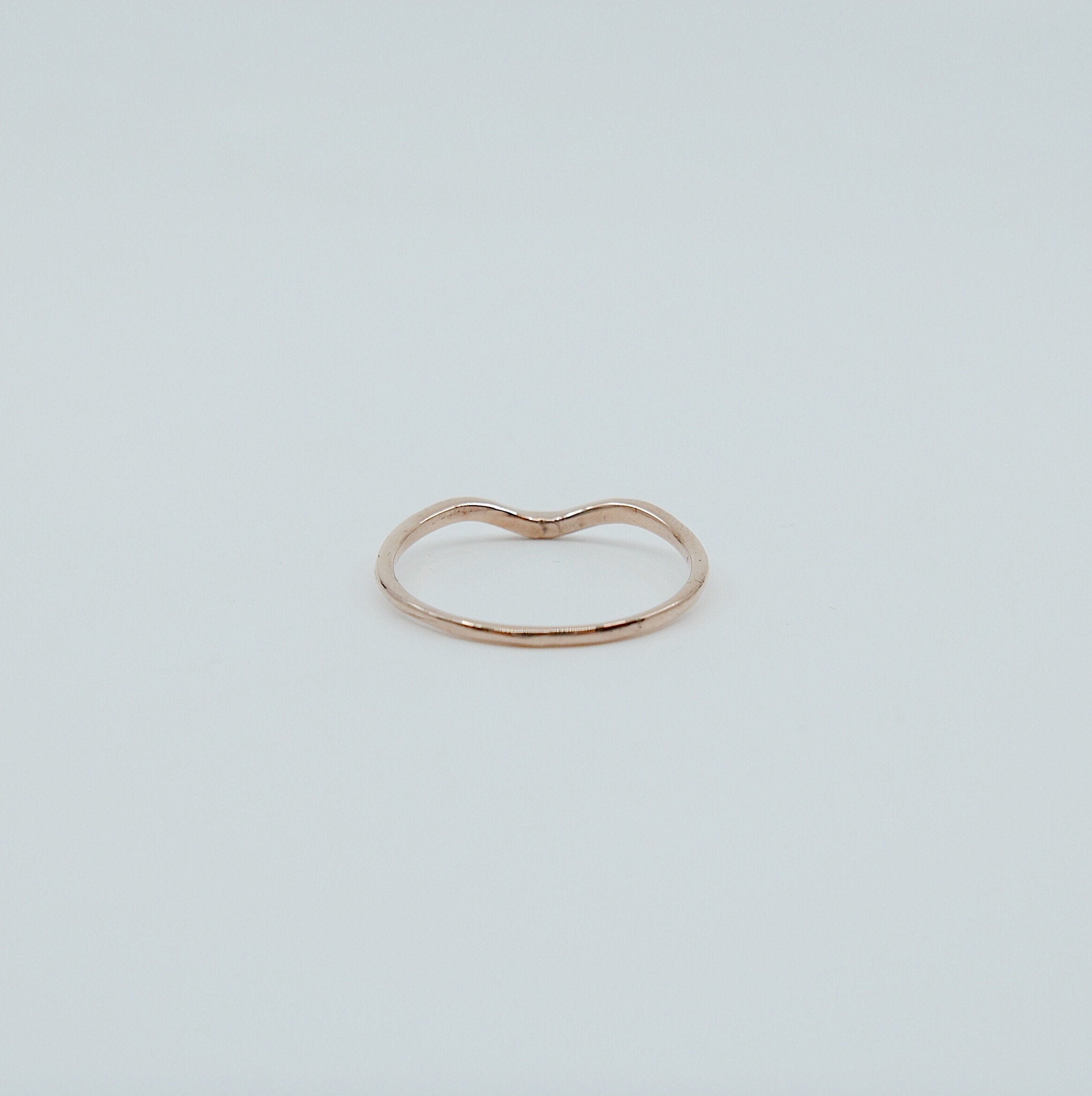 Plume Arc Diamond Ring, 14k gold nesting ring, stacking ring, wedding band, thin delicate dainty ring, thin band, hand engraved gold ring