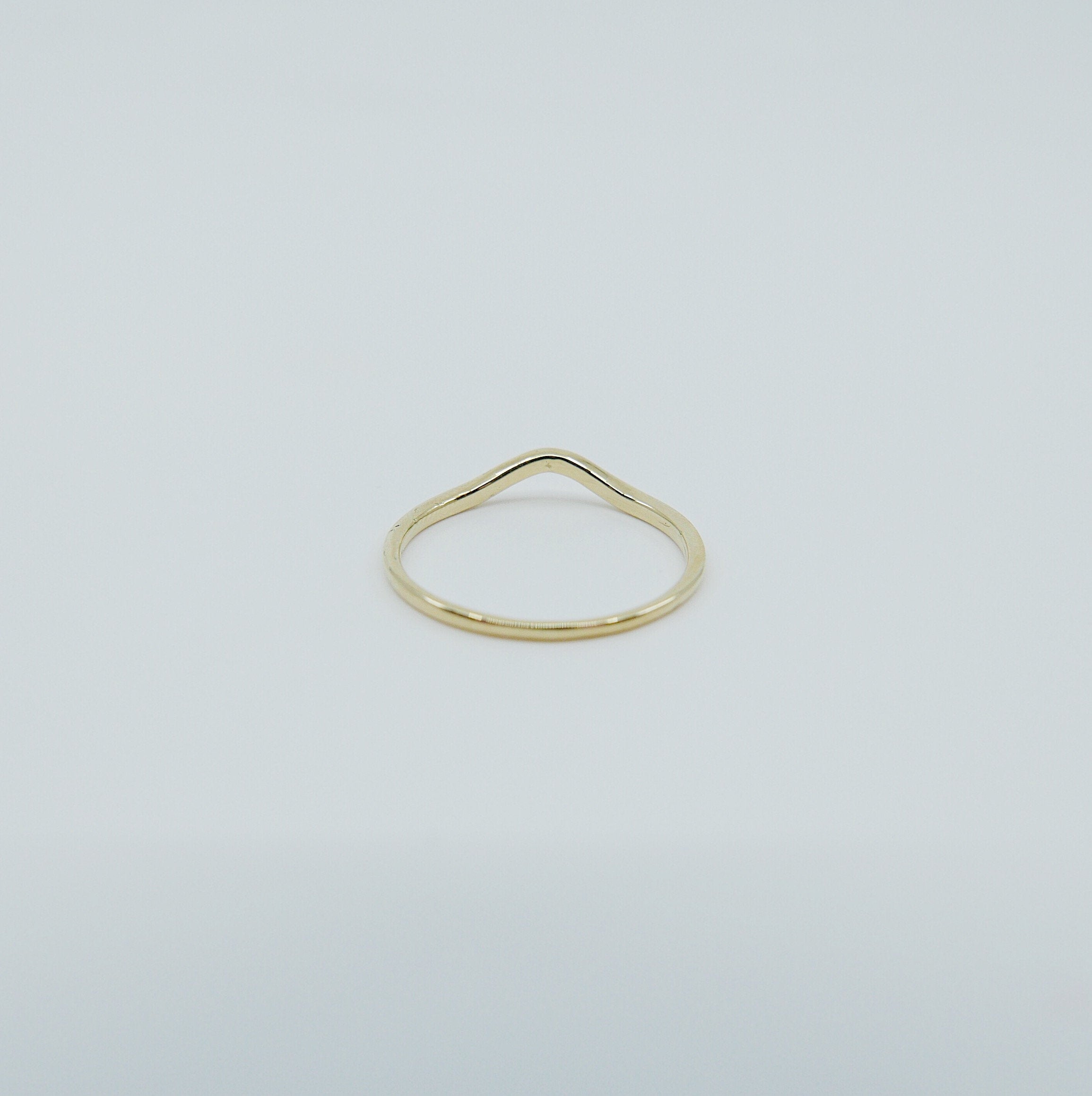 Plume Arc Diamond Ring, 14k gold nesting ring, stacking ring, wedding band, thin delicate dainty ring, thin band, hand engraved gold ring