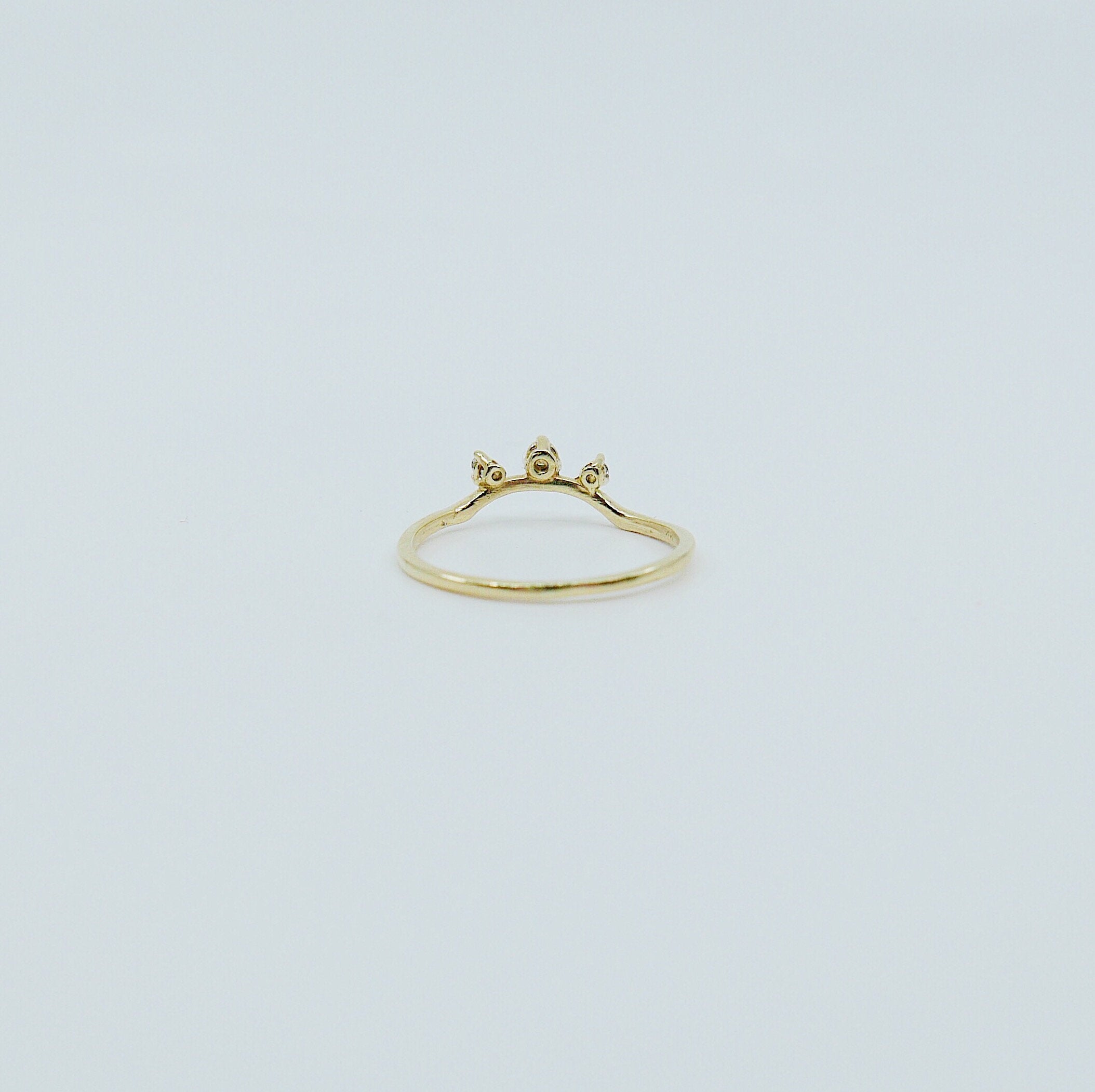 Scattered Diamond Nesting Ring, 14k gold arc ring, delicate dainty thin ring, thin band, stacking ring, wedding band, rose gold ring