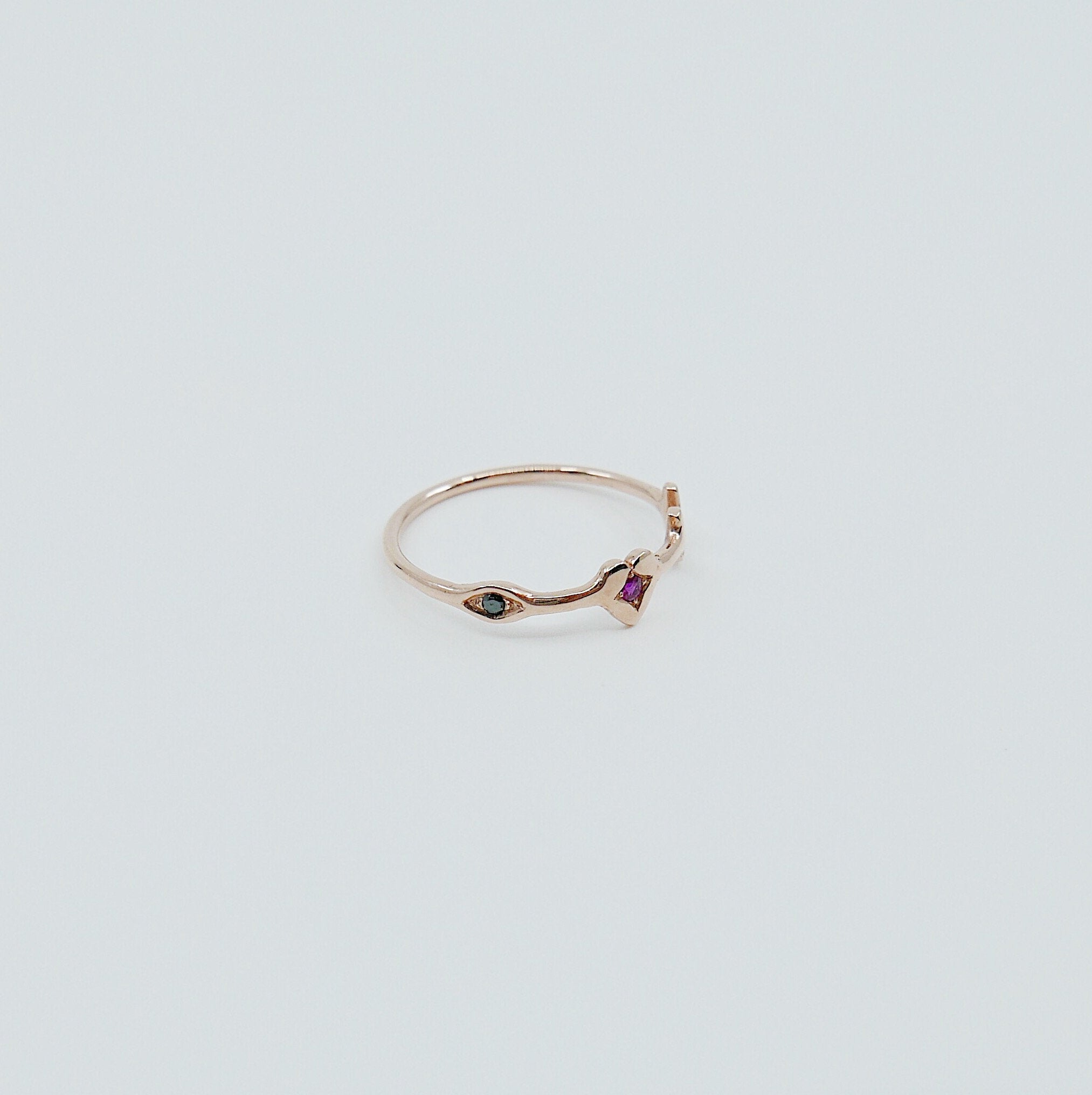 Eye Love U ring, 14k eye love u ring, gold I love you ring, love band, fun love ring, witty eye love u band