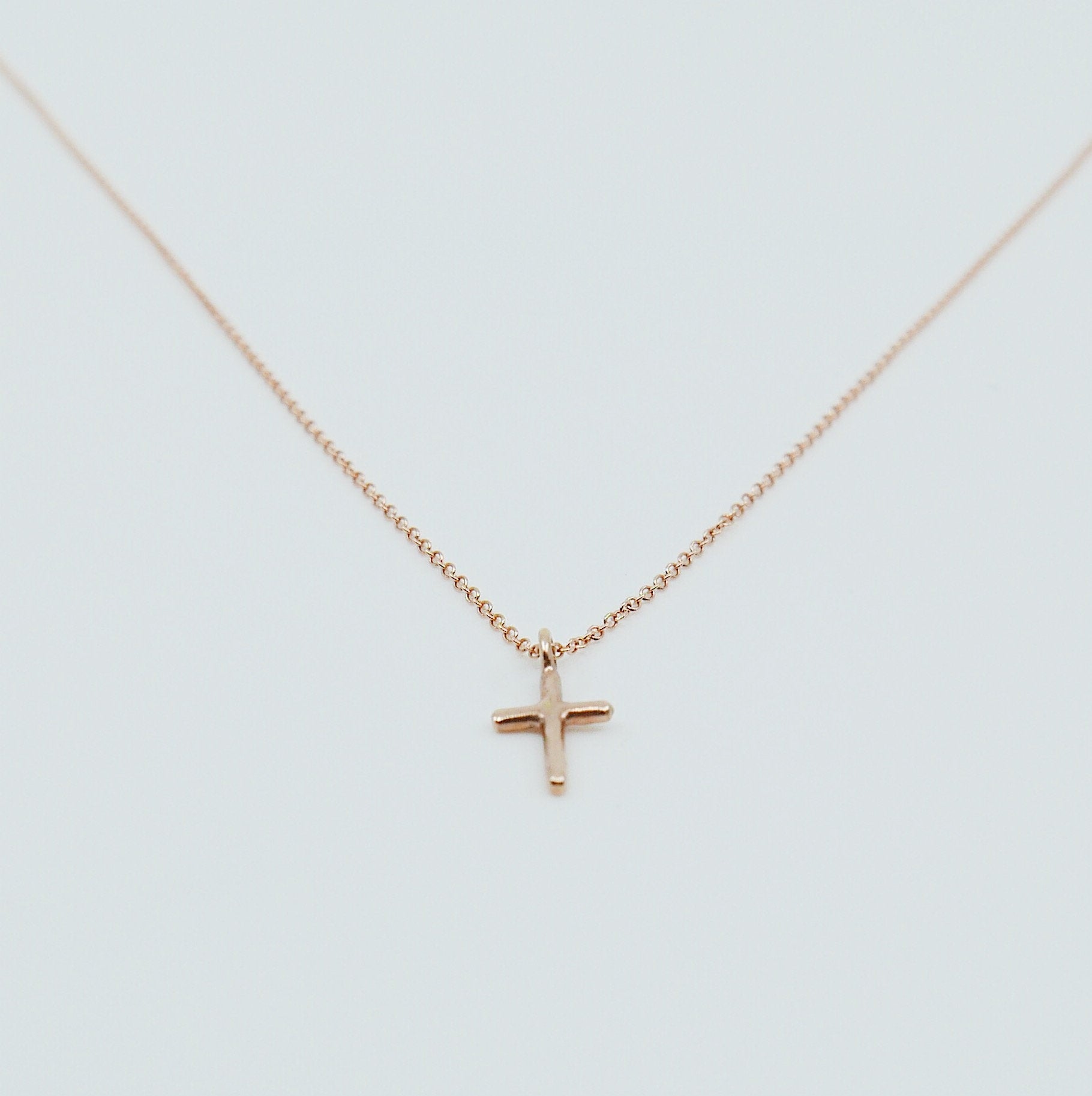 Mini Cross Necklace, 14k Gold Crucifix necklace, Small 14k cross necklace, Gold cross, Baptism necklace, Dainty gold cross necklace