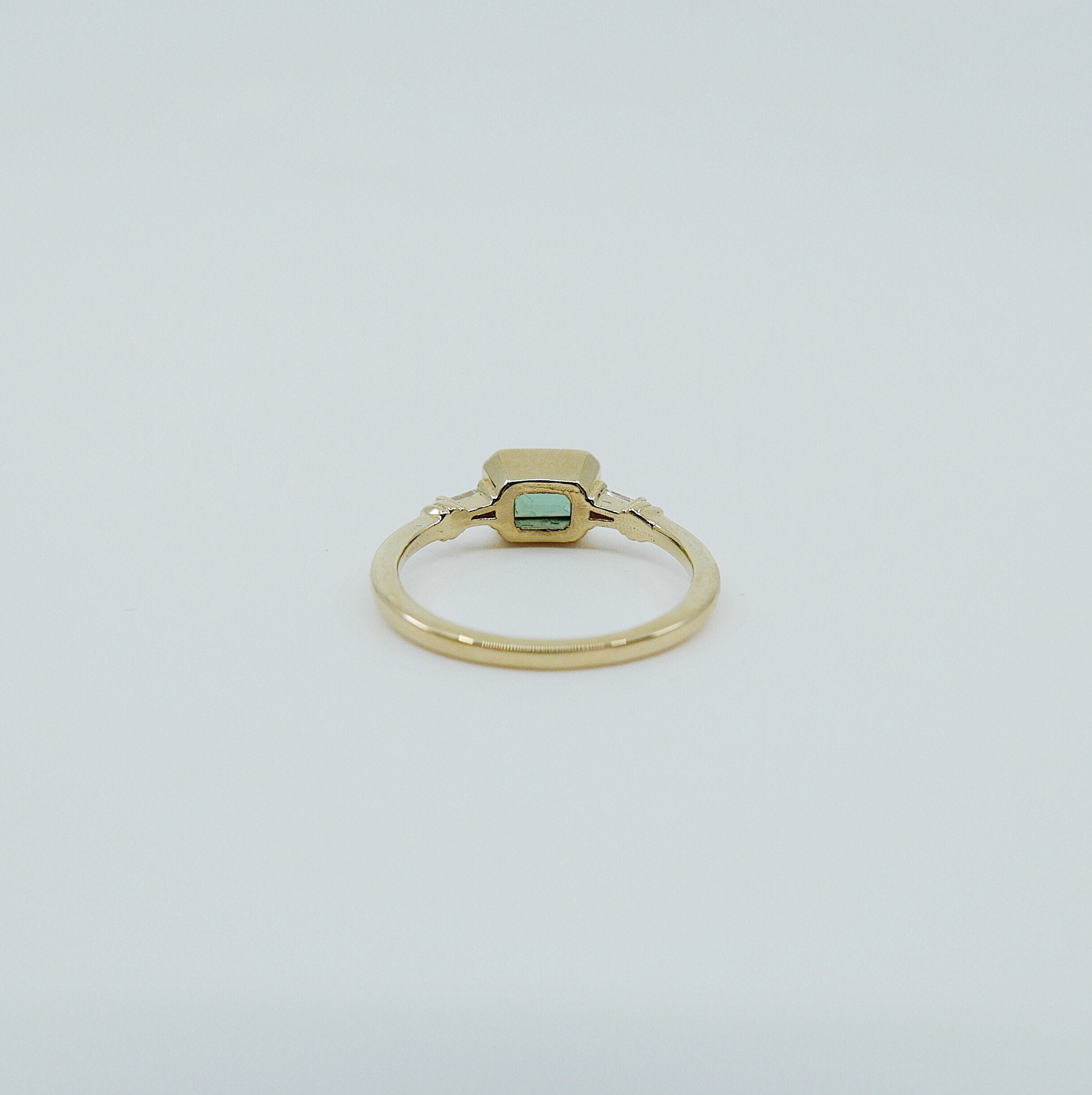 Maggey Green Tourmaline Ring, 14k Stacking ring, Diamond and tourmaline ring, Tourmaline ring, Diamond ring, Vintage inspired ring