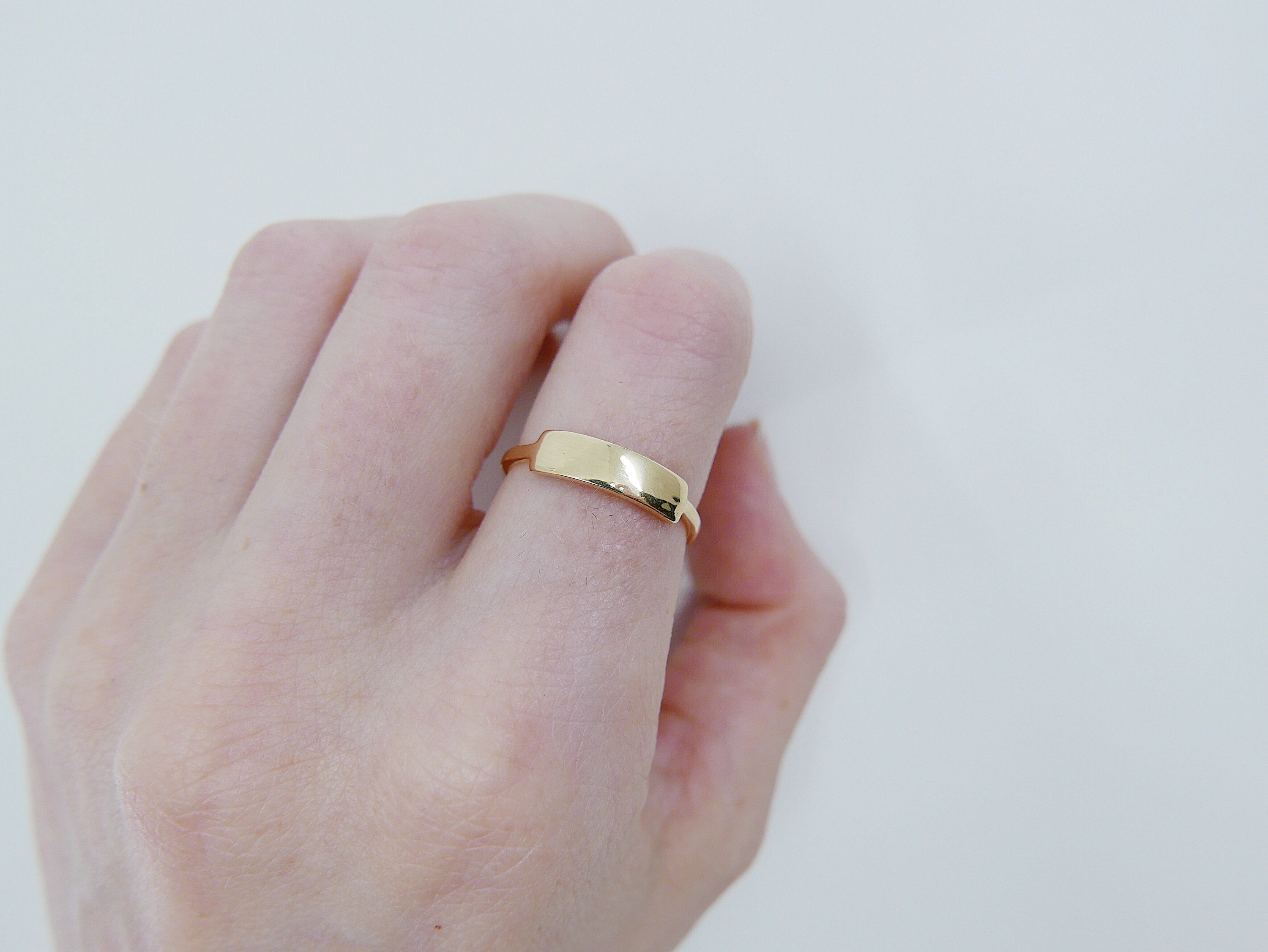 Slim ID Ring Medium, personalized ring, bar ring, customizable ring, 14k gold personalized ring, 14k gold bar ring