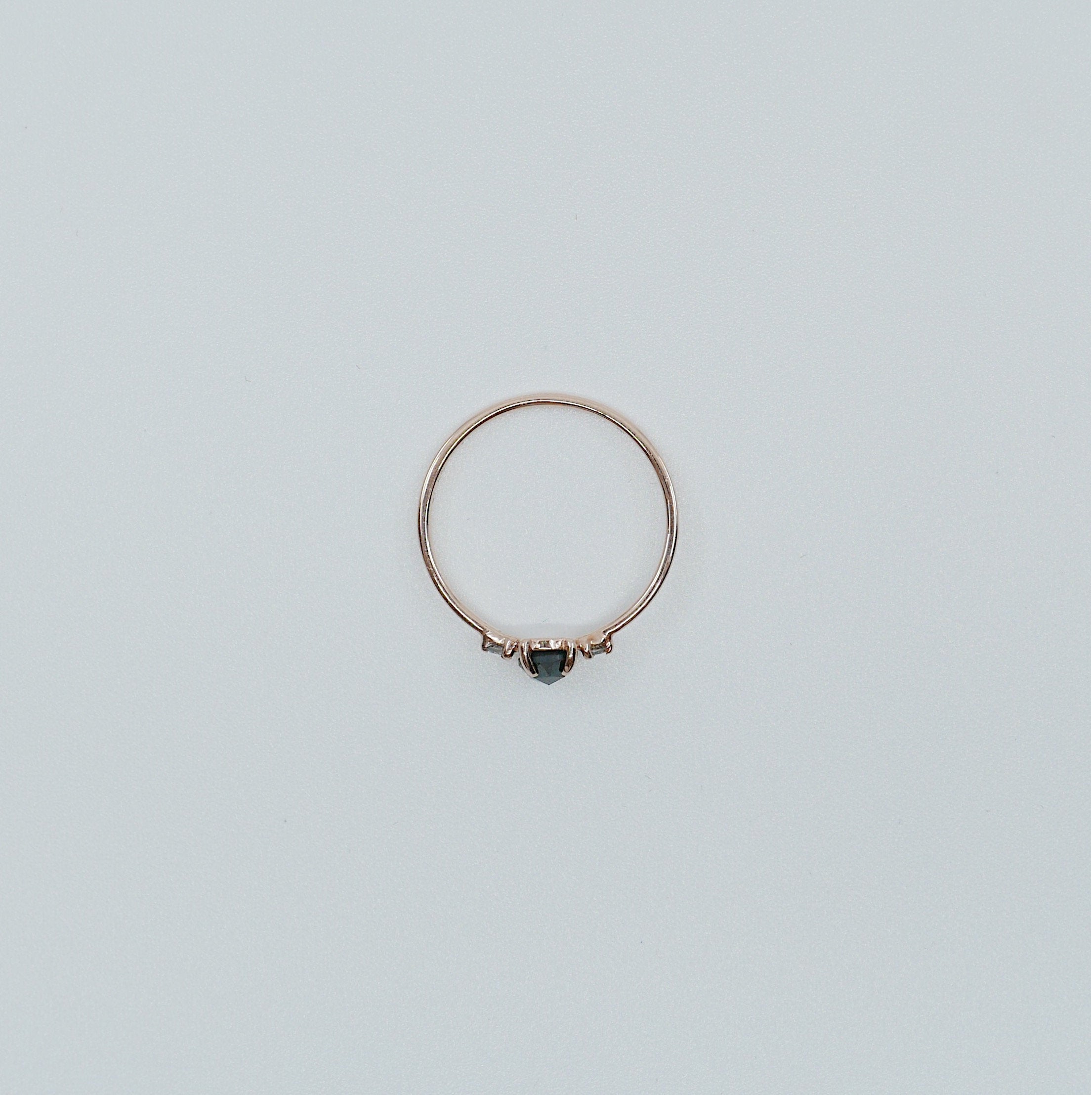 Penny black rosecut diamond ring, alternative wedding ring, unique non traditional engagement ring, 14k stacking ring