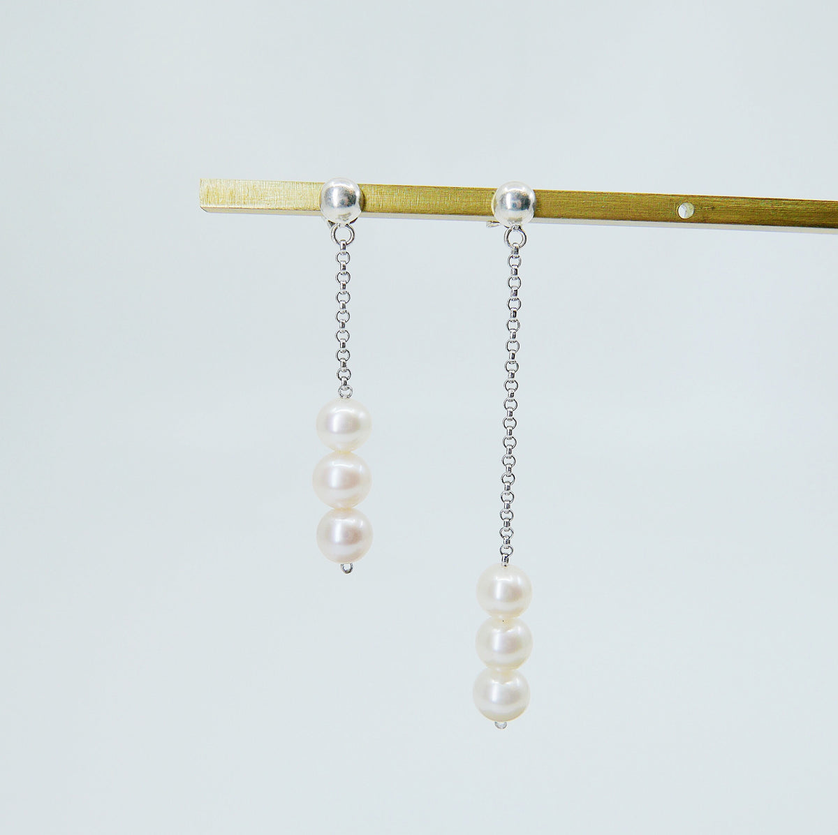 Asymmetrical Pearl Trio Earrings