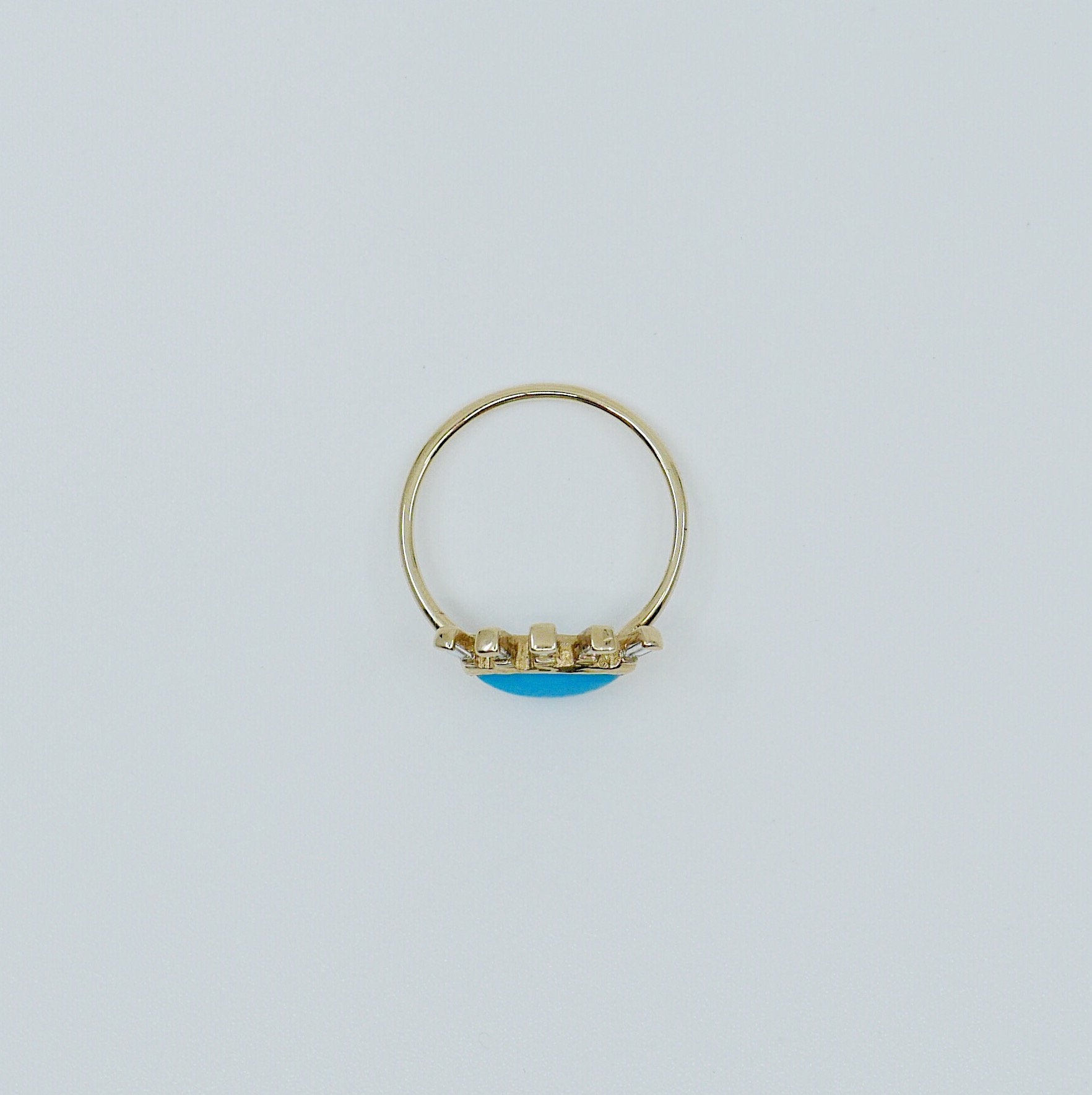 Turquoise eye ring, gold eye ring, third eye ring, Turquoise and diamond baguette ring, eye of horus ring, evil eye ring