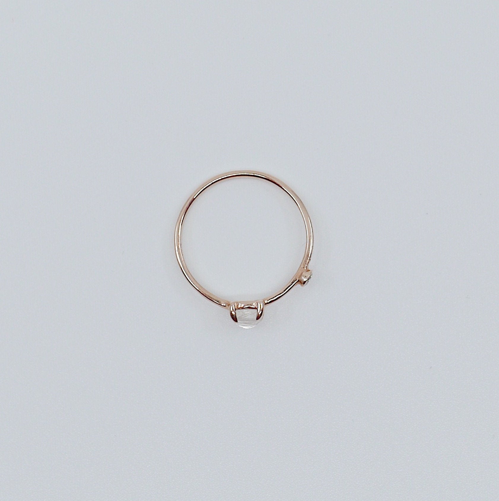 Moonstone Duet Ring (Medium), moonstone and diamond ring, gold rainbow moonstone ring, stacking ring, two stone band, promise ring, gold