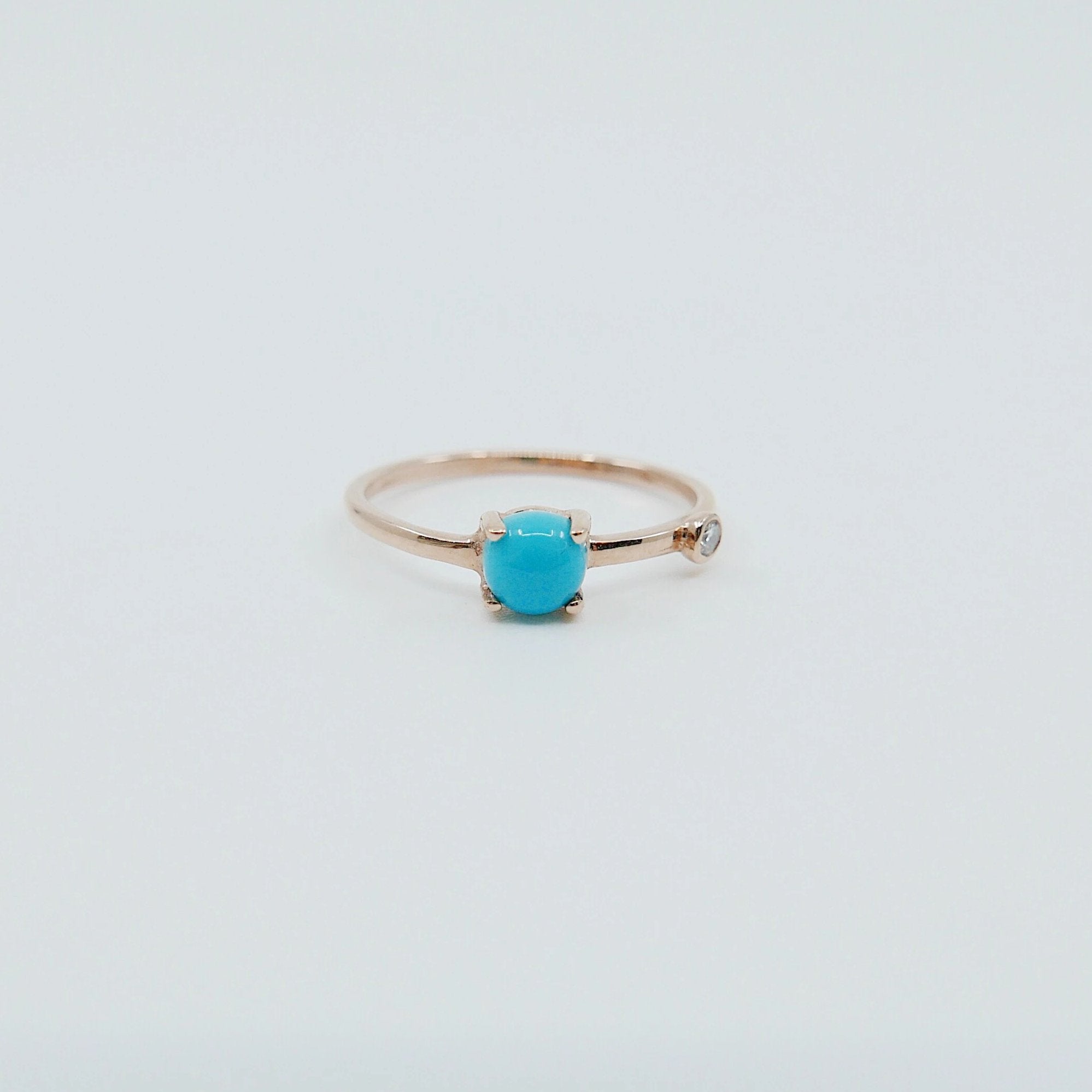 Turquoise Duet Ring (Medium), turquoise  and diamond ring, turquoise ring, stacking ring, turquoise band, promise ring, gold turquoise ring