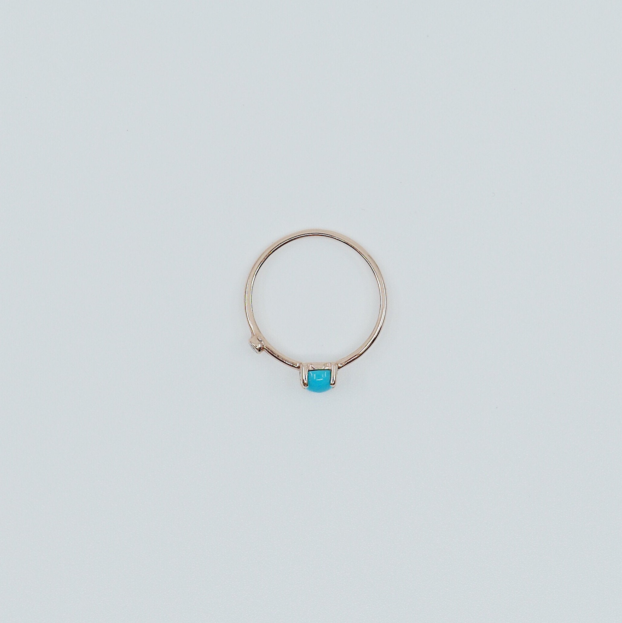 Turquoise Duet Ring (Medium), turquoise  and diamond ring, turquoise ring, stacking ring, turquoise band, promise ring, gold turquoise ring