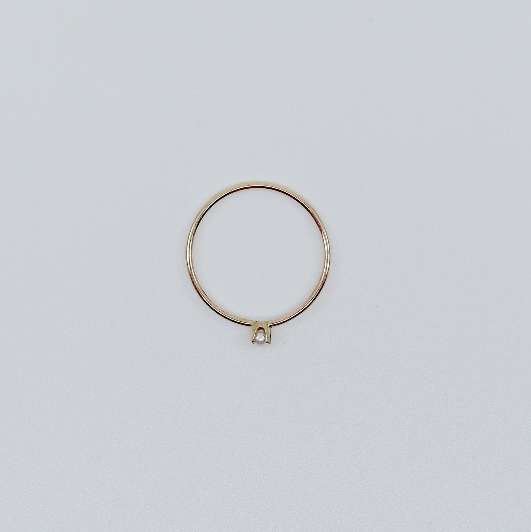 Mini Pearl Ring, Pearl Stacking ring, Single pearl ring, Pearl Solitaire band, small pearl ring, gold pearl band, dainty pearl ring