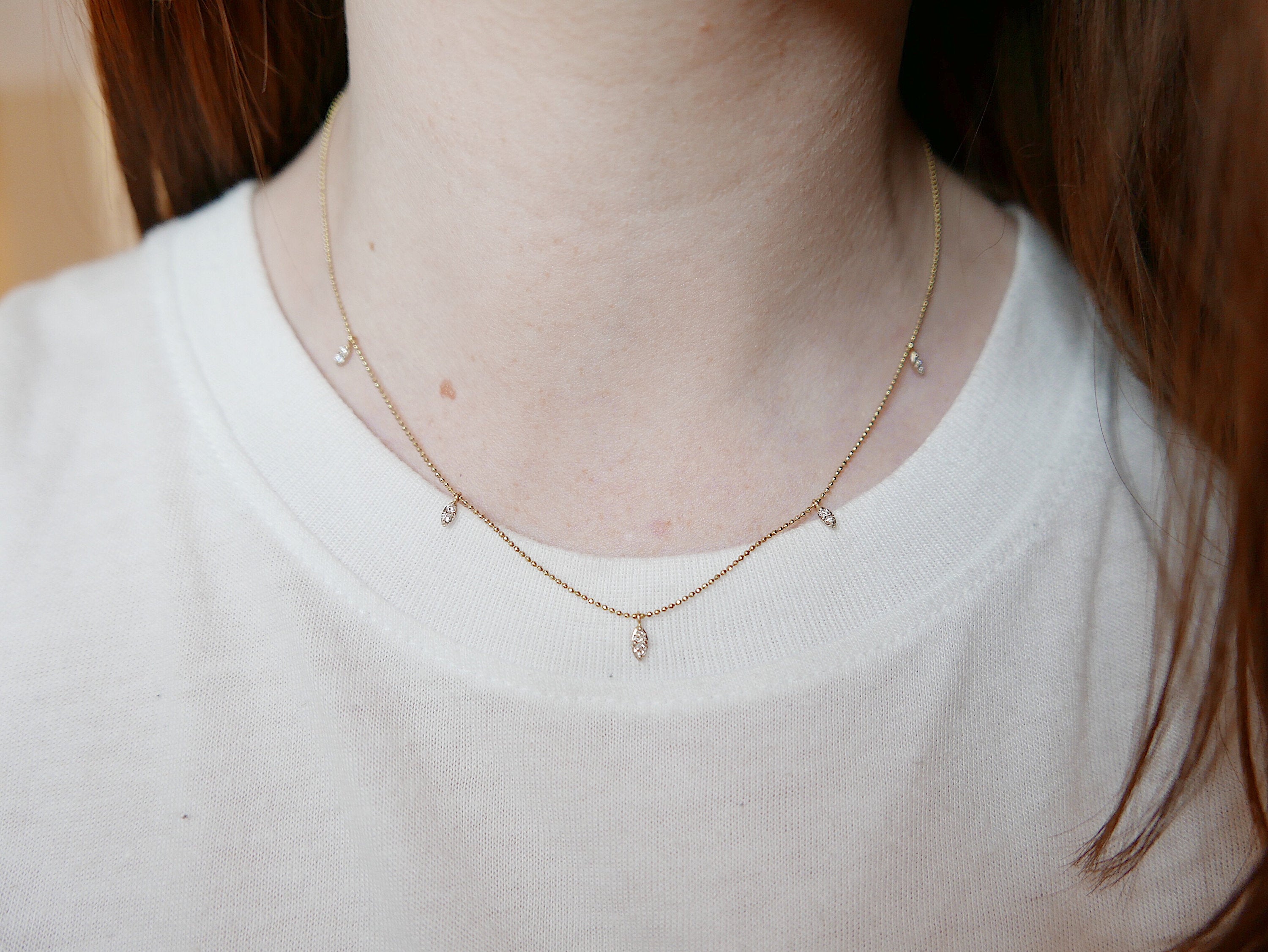 Deja Vu Diamond Necklace, Diamond Necklace, Double Diamond Necklace, 14k Gold Diamond Necklace, Dainty Diamond Necklace, Dainty 14k Gold