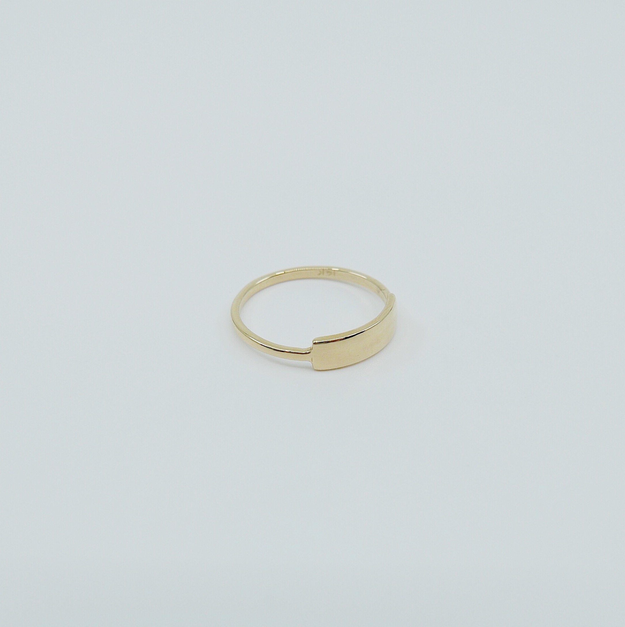 Slim ID Ring Medium, personalized ring, bar ring, customizable ring, 14k gold personalized ring, 14k gold bar ring