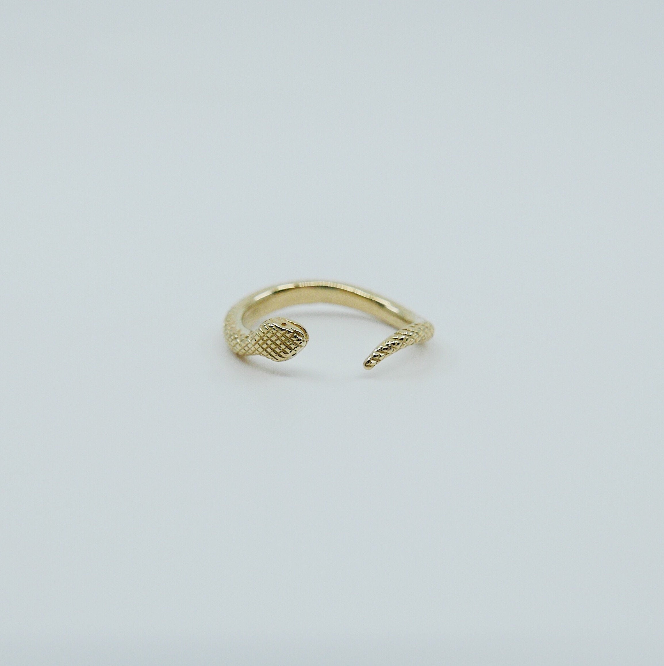 Snake wrap open ring, solid gold Snake cuff ring, gold snake ring, snake band, snake open ring, 14k gold snake band