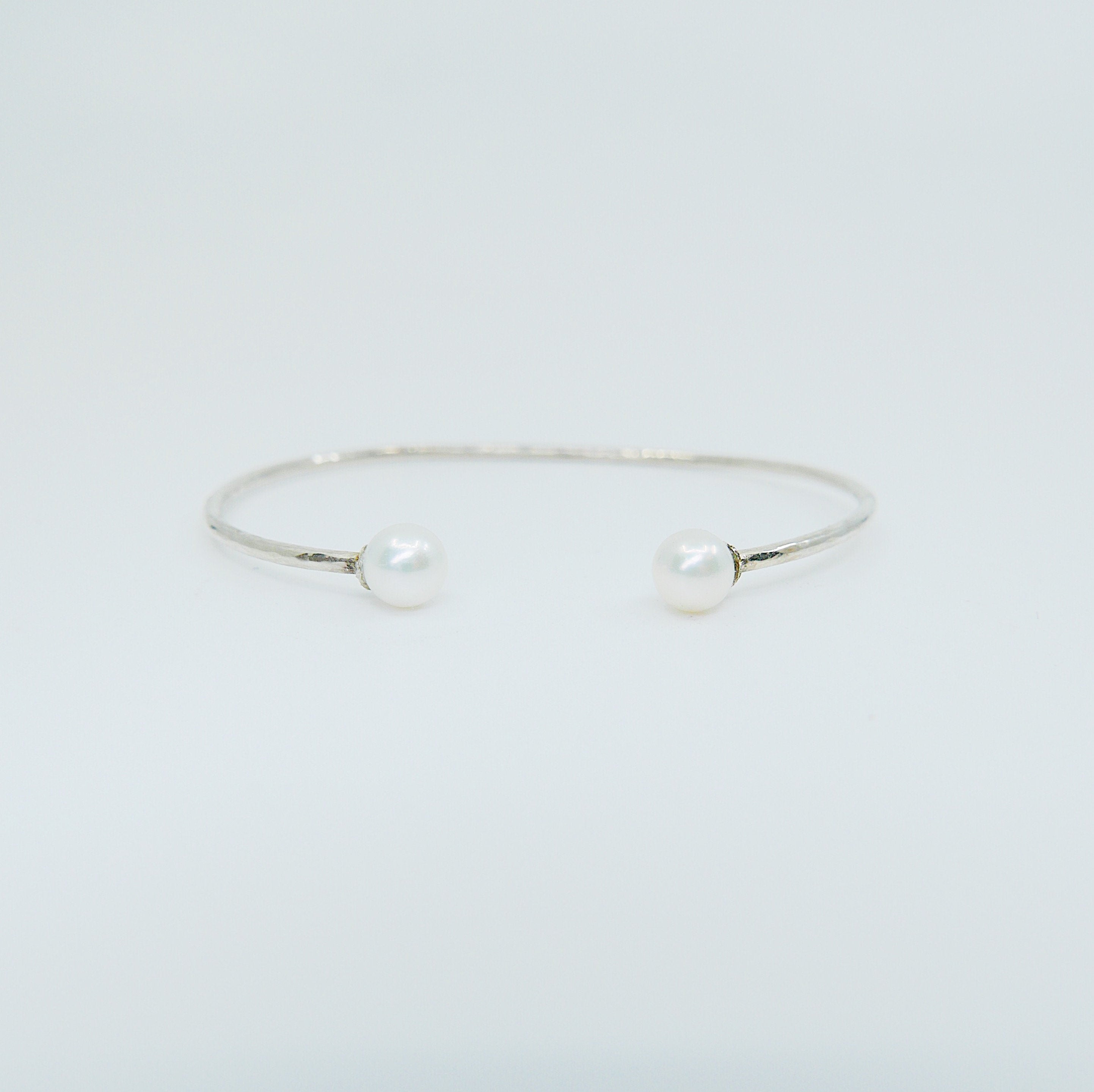 Pearl Cuff Bracelet, Open Pearl Cuff, Pearl Bracelet, Studded Pearl Bracelet, Sterling Silver Pearl Cuff Bracelet, Silver Pearl Bracelet