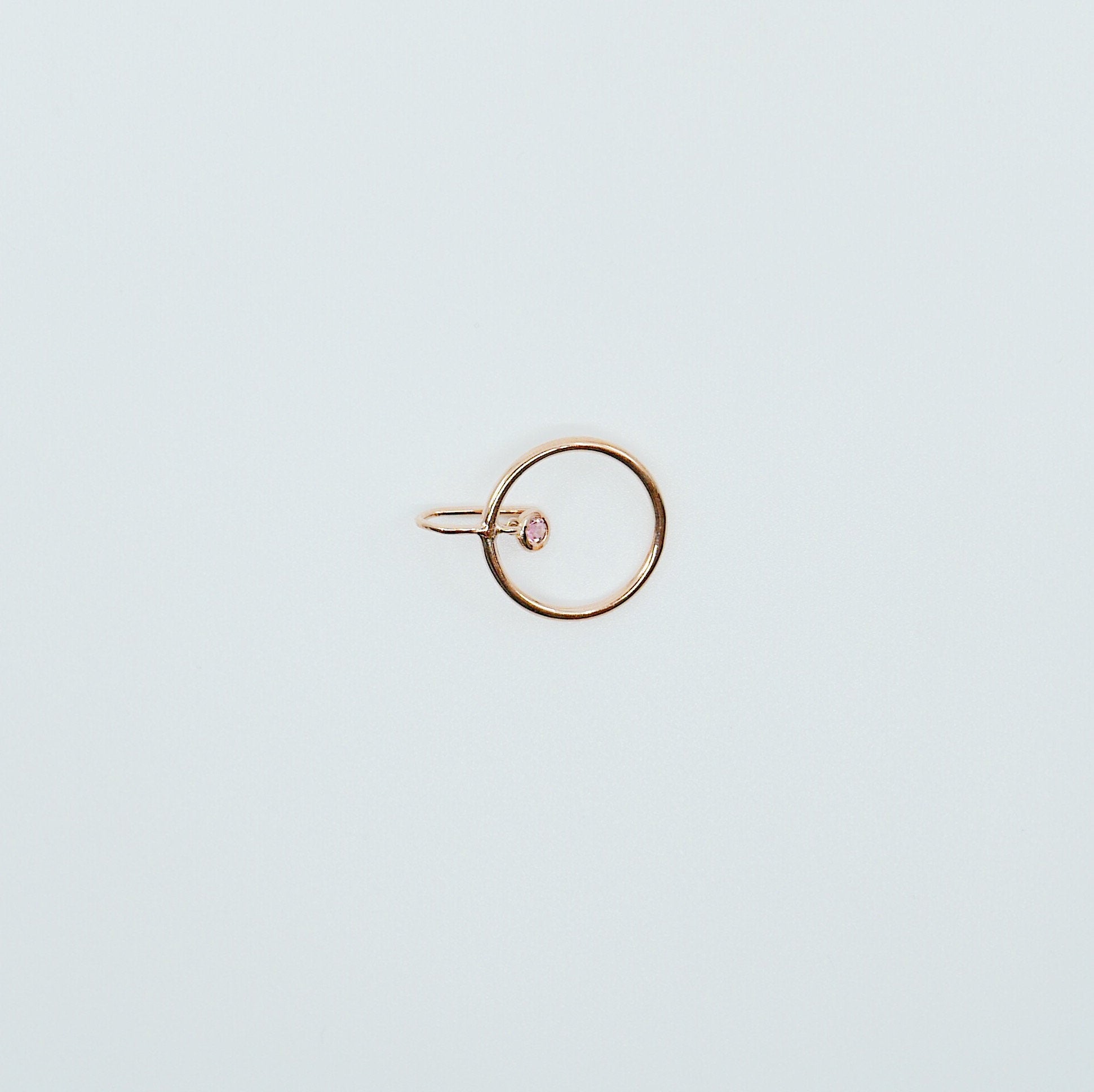 Open Hoop Pink Tourmaline Earring, Open Hoop 14k Gold Earring, Tourmaline Hoop, Fish Hook Open Hoop Earring