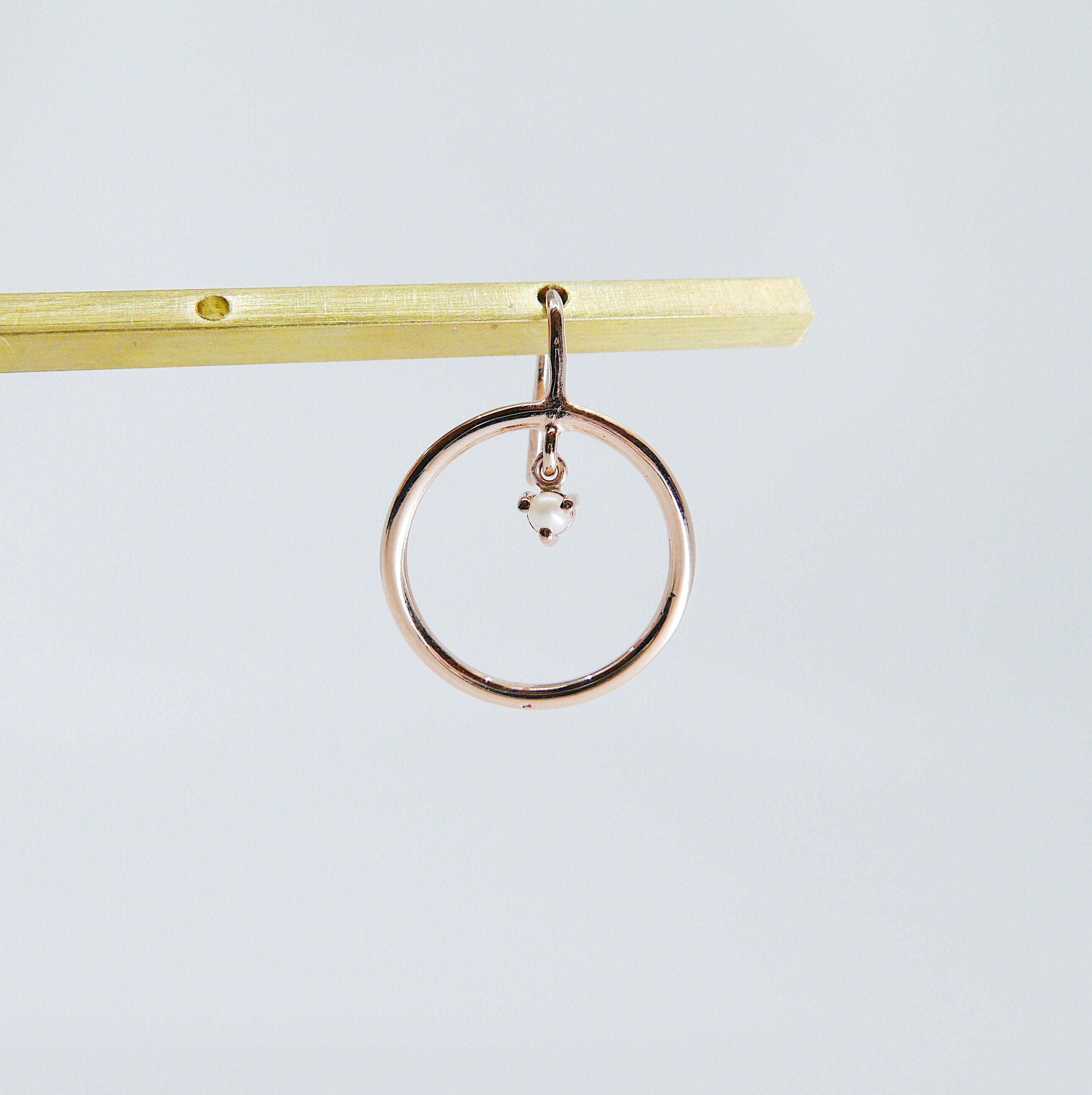 Open Hoop Pearl Set Earring, Open Hoop 14k Gold Earring, Pearl Hoop, Fish Hook Open Hoop Earring