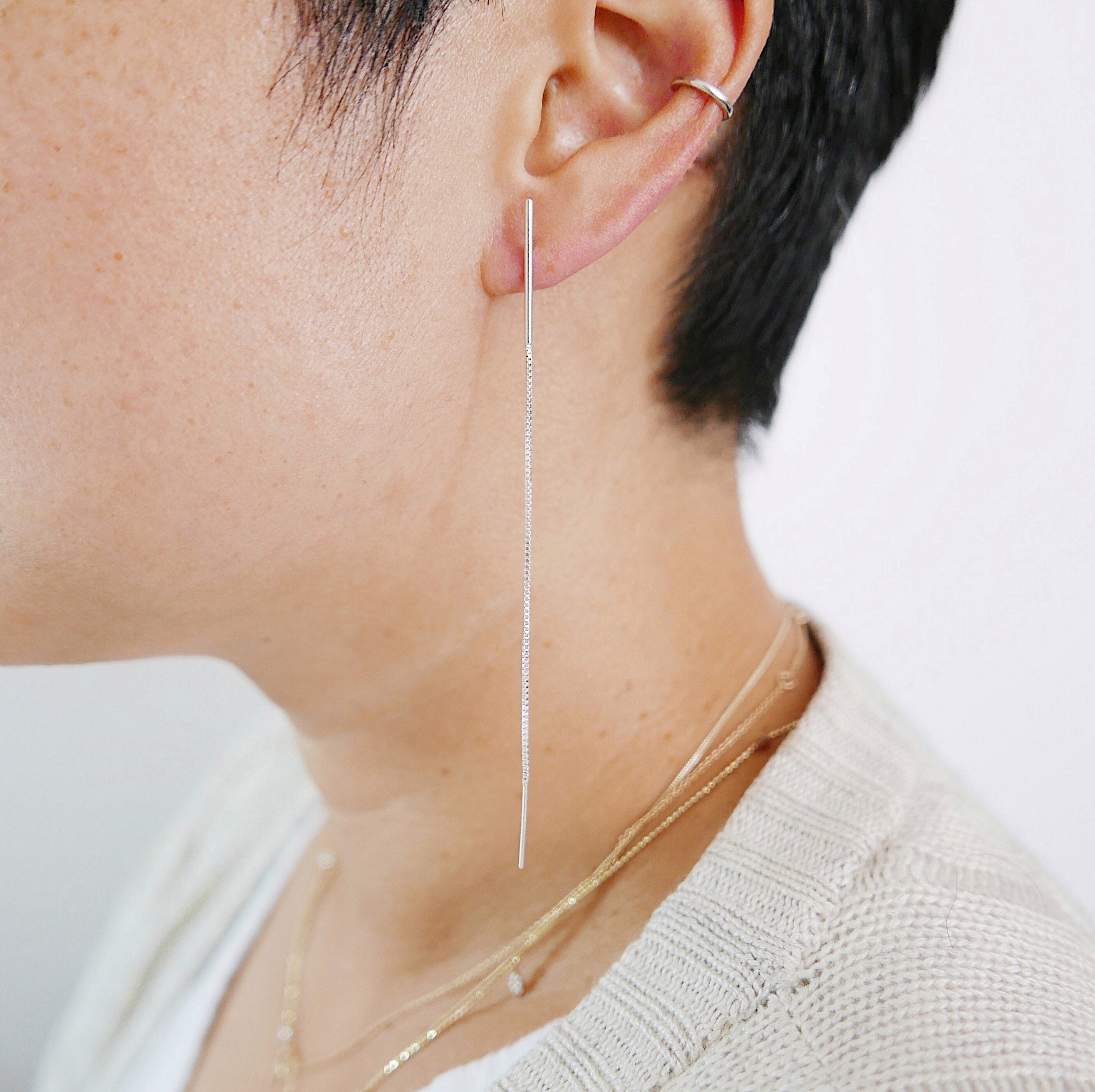 Long Chain Post Earring, Sterling Silver Long Chain Earring, Gold Filled Long Chain Earring, Gold Filled Ear Post