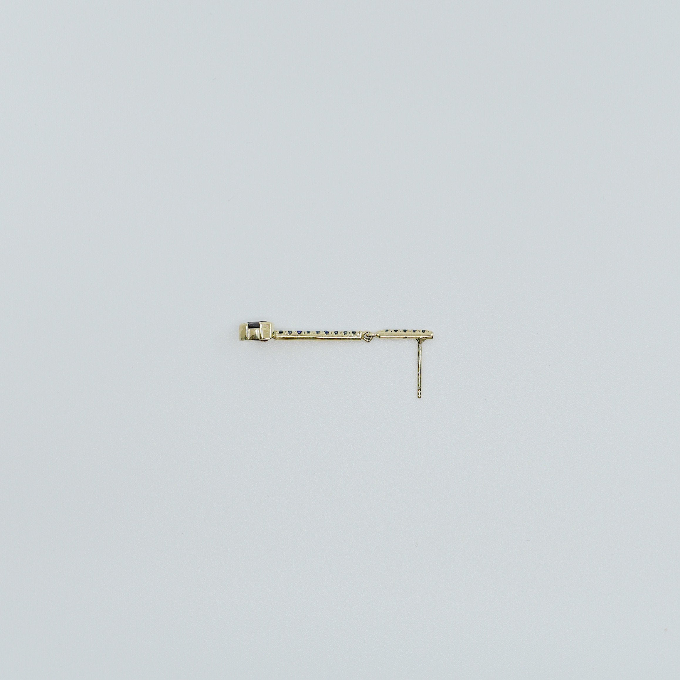 Sticks and Stones Trillion Duo Earring, 14k Gold Rhodolite Garnet Bar Earring, 14k Gold Sapphire Dangle Earring