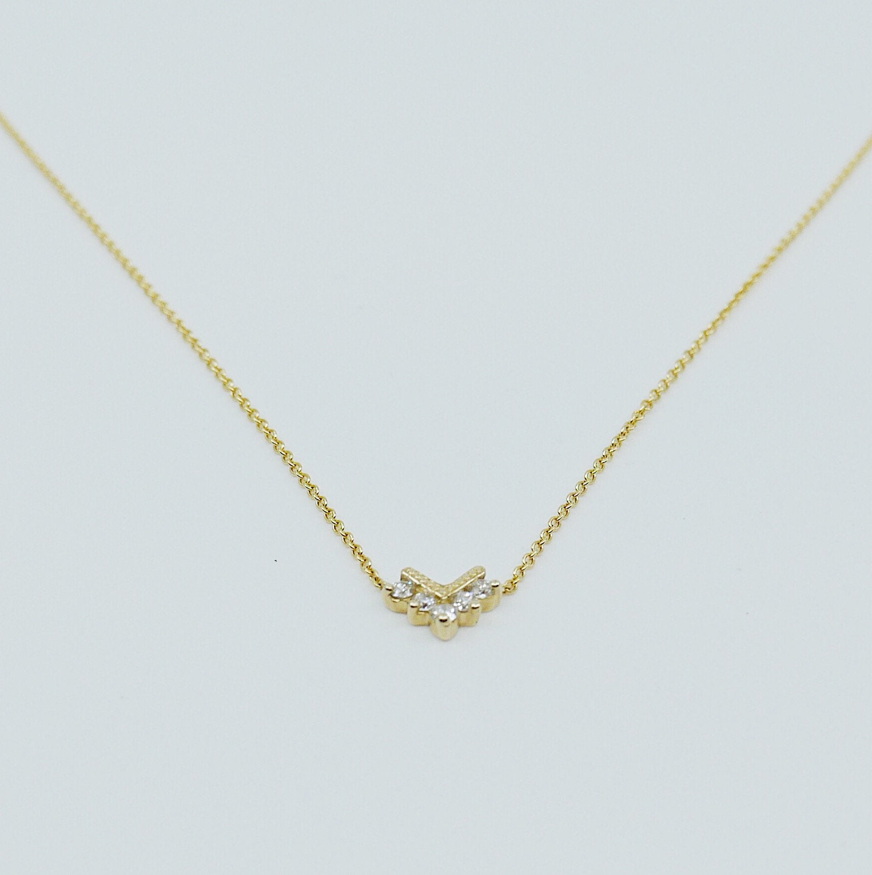 Chevron Diamond Necklace, Diamond Necklace, Chevron Necklace, 14k Gold chevron necklace