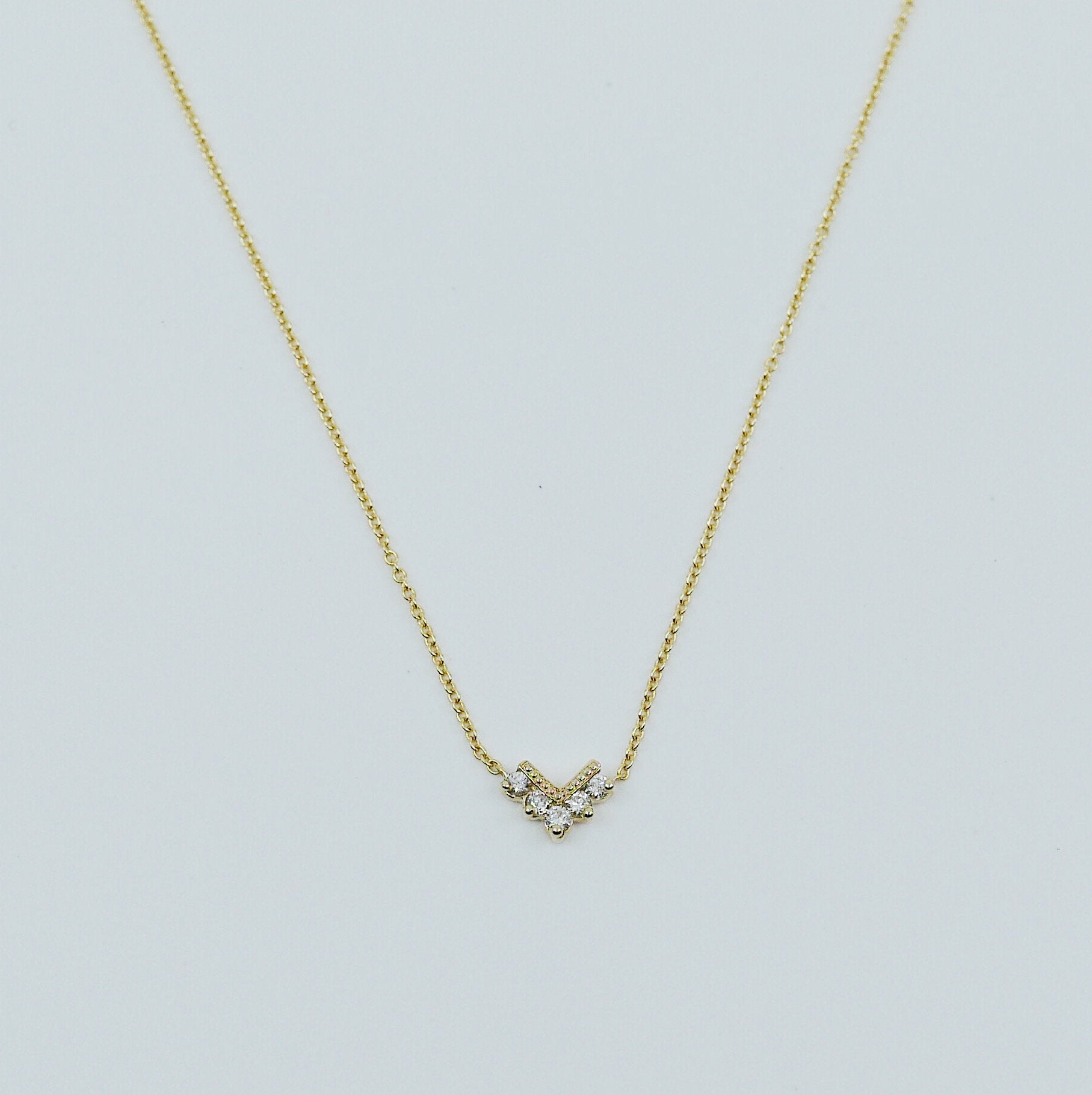 Chevron Diamond Necklace, Diamond Necklace, Chevron Necklace, 14k Gold chevron necklace