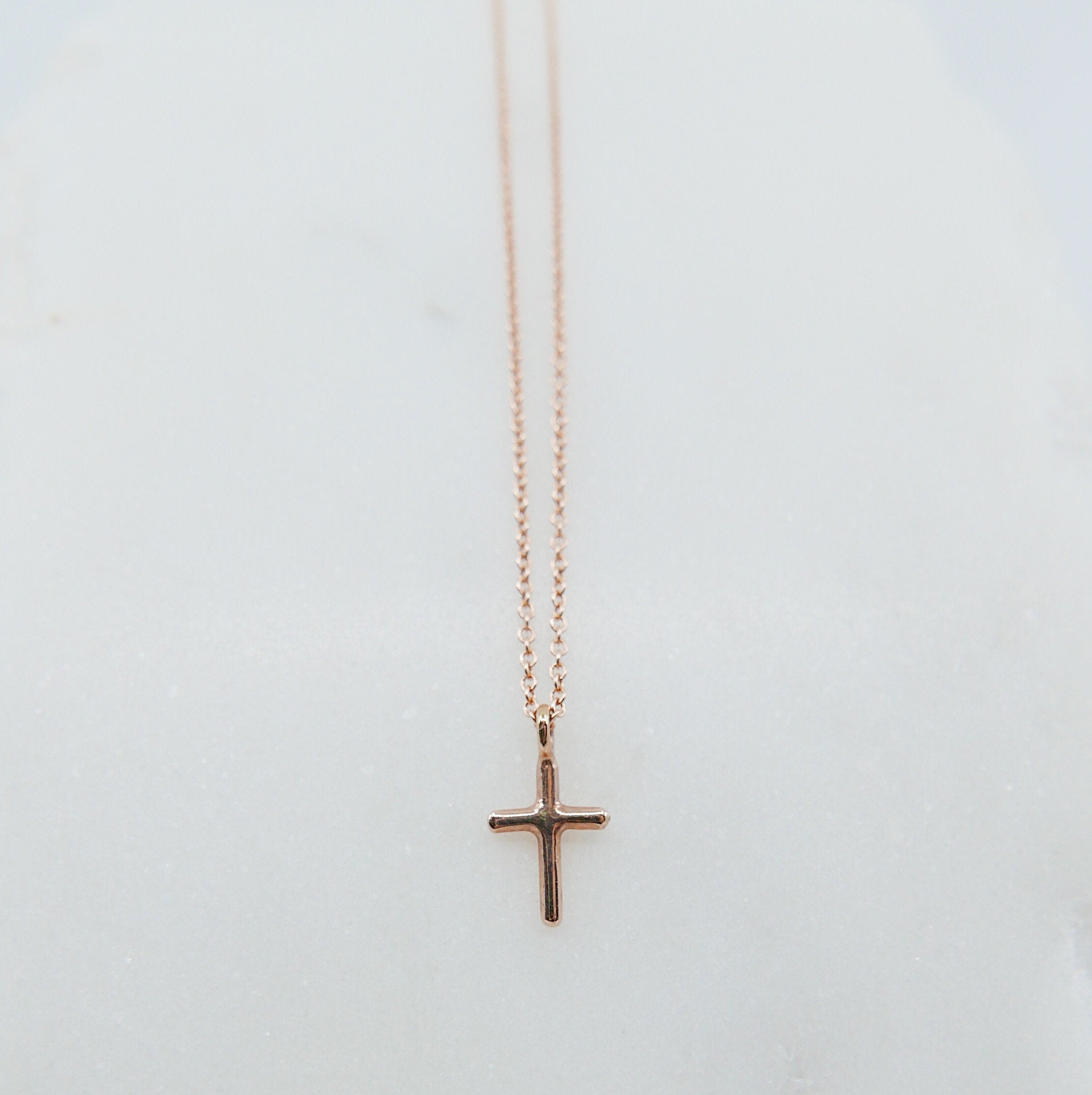 Mini Cross Necklace, 14k Gold Crucifix necklace, Small 14k cross necklace, Gold cross, Baptism necklace, Dainty gold cross necklace