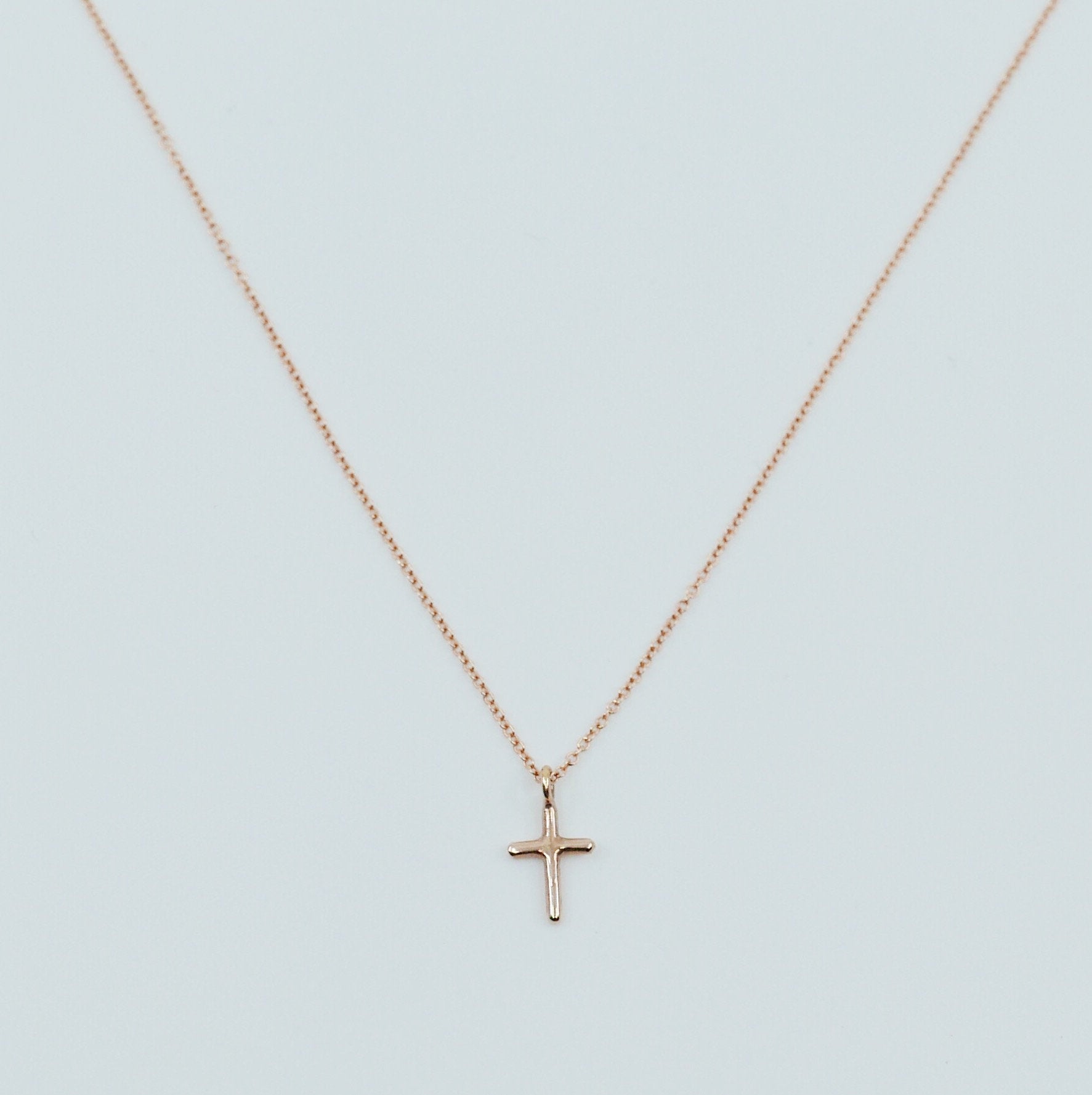 Mini Cross Necklace, 14k Gold Crucifix necklace, Small 14k cross necklace, Gold cross, Baptism necklace, Dainty gold cross necklace