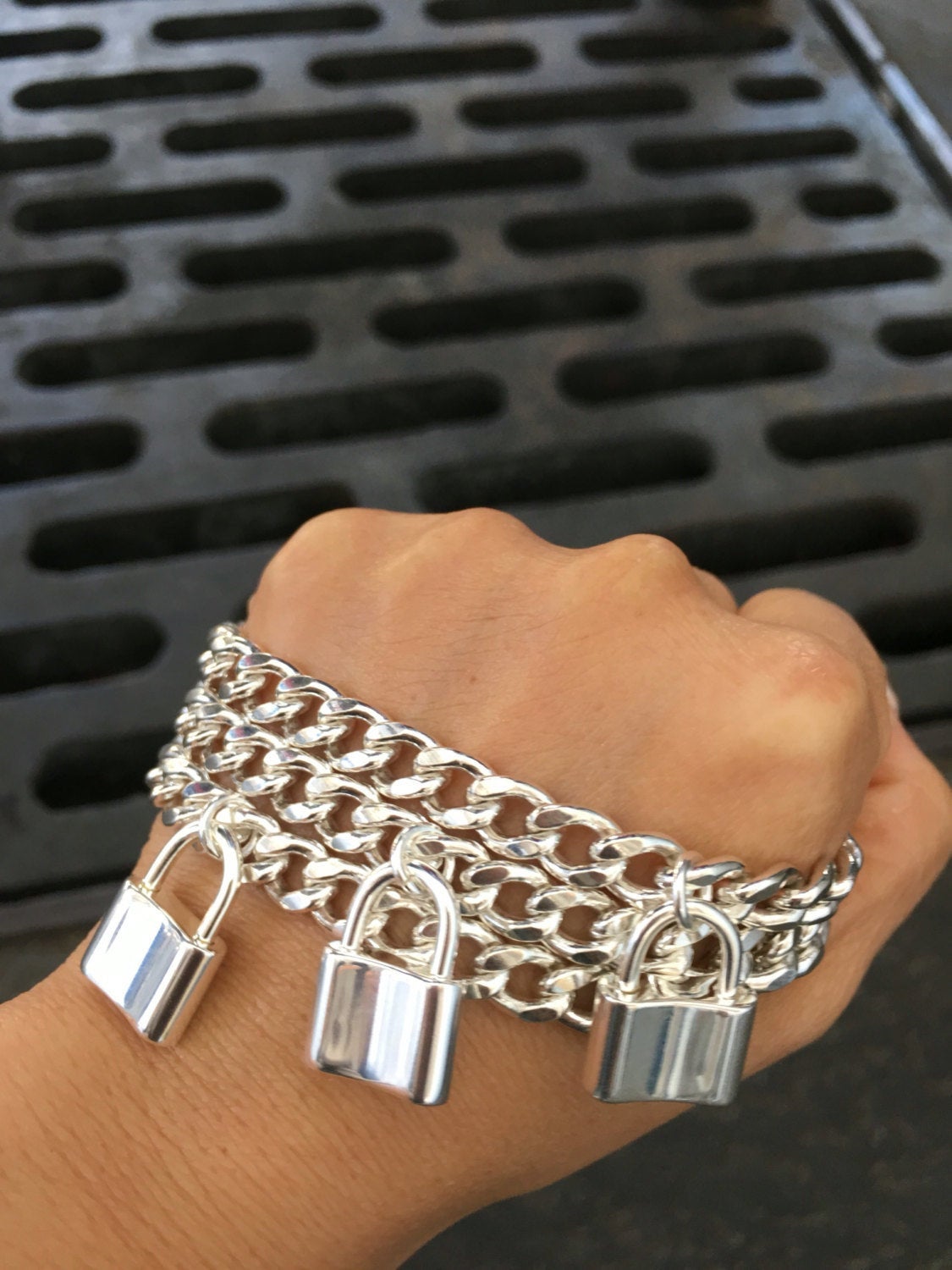 Curb chain lock bracelet, silver padlock bracelet, personalized bracelet, silver lock bracelet