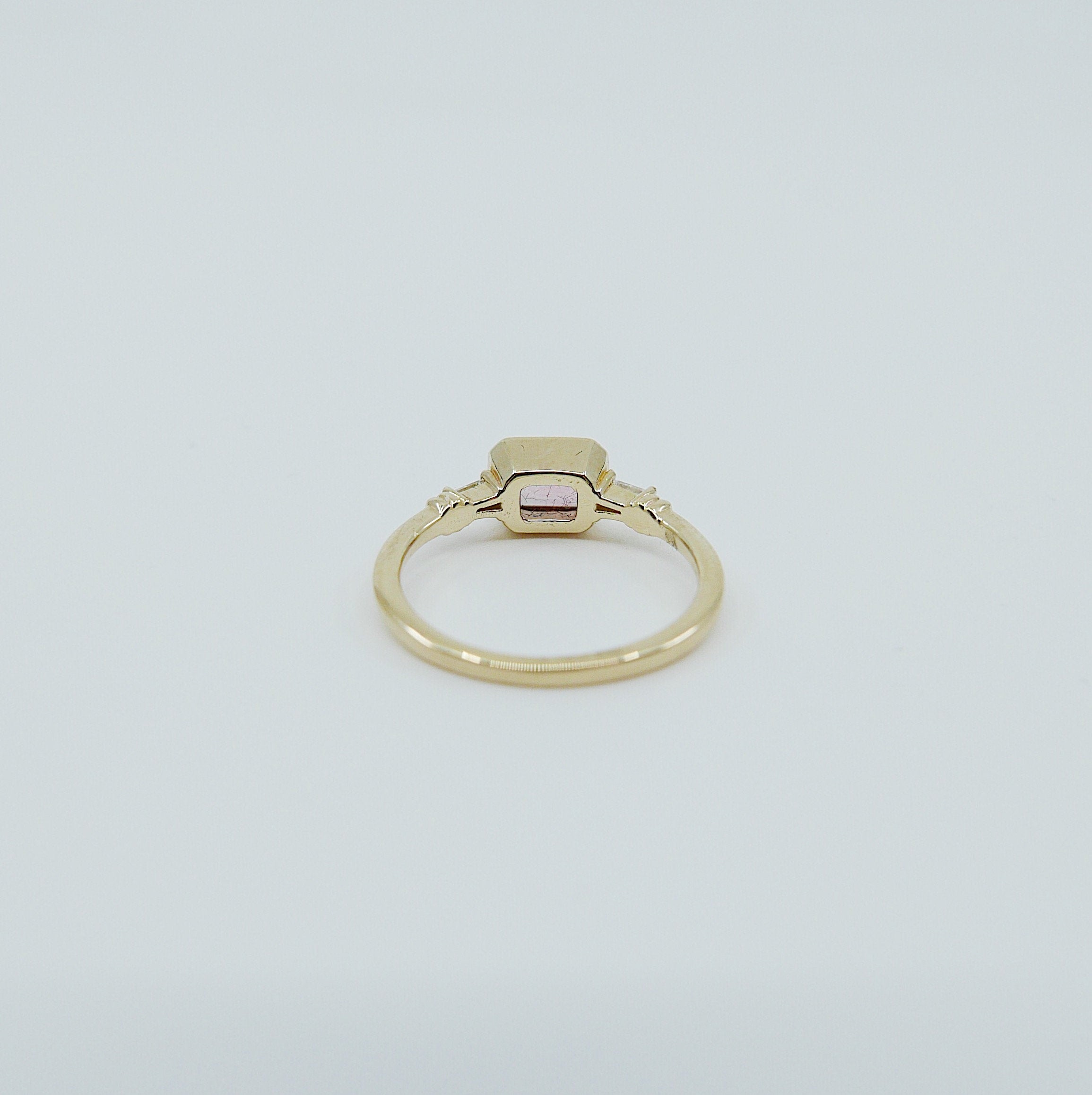 Maggey Pink Tourmaline Ring, 14k Stacking ring, Diamond and tourmaline ring, Tourmaline ring, Diamond ring, Vintage inspired ring