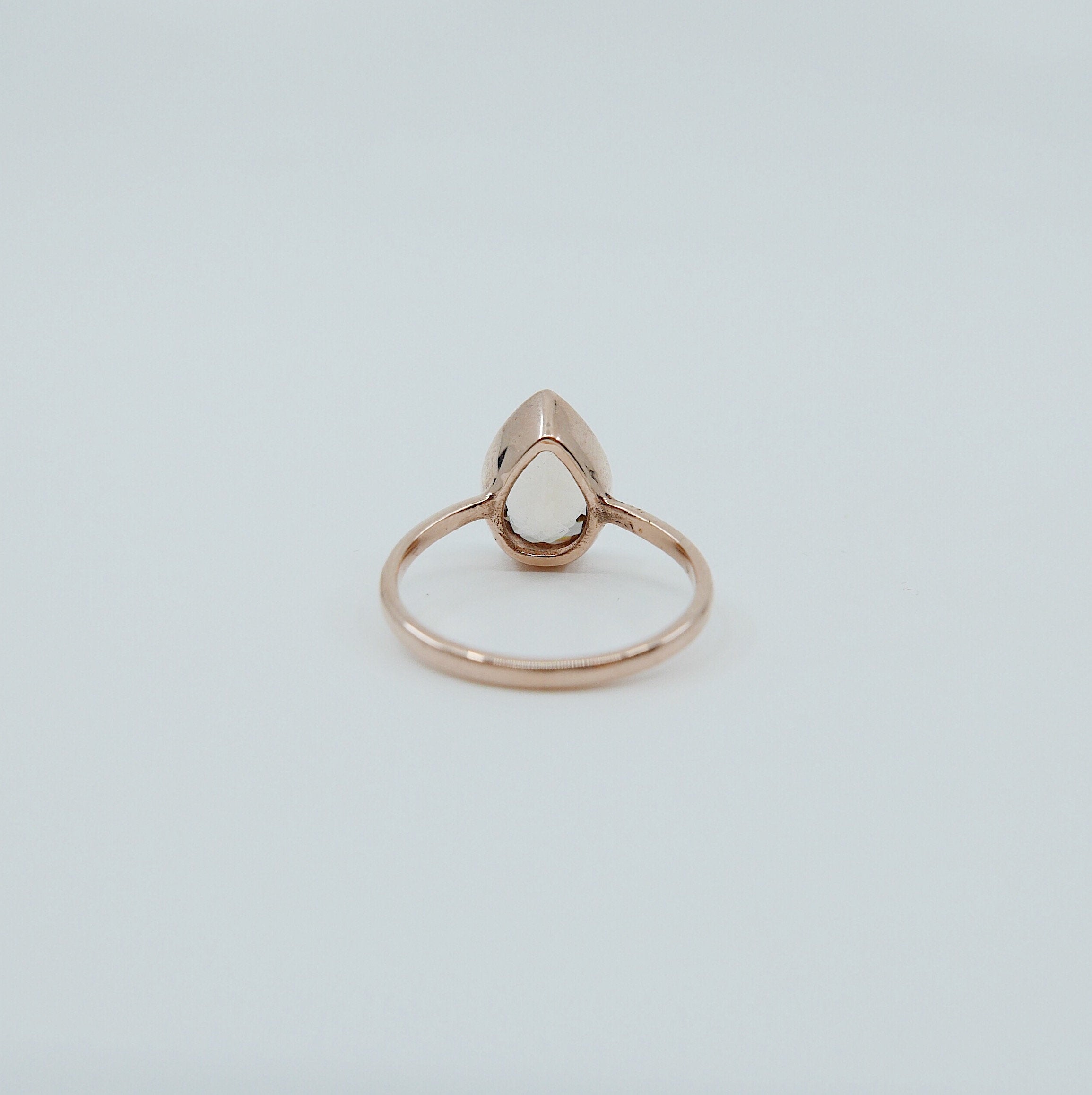 Pear morganite bezel ring, Morganite ring, gold solitaire ring, pear morganite ring, 14k gold simple bezel milgrain ring