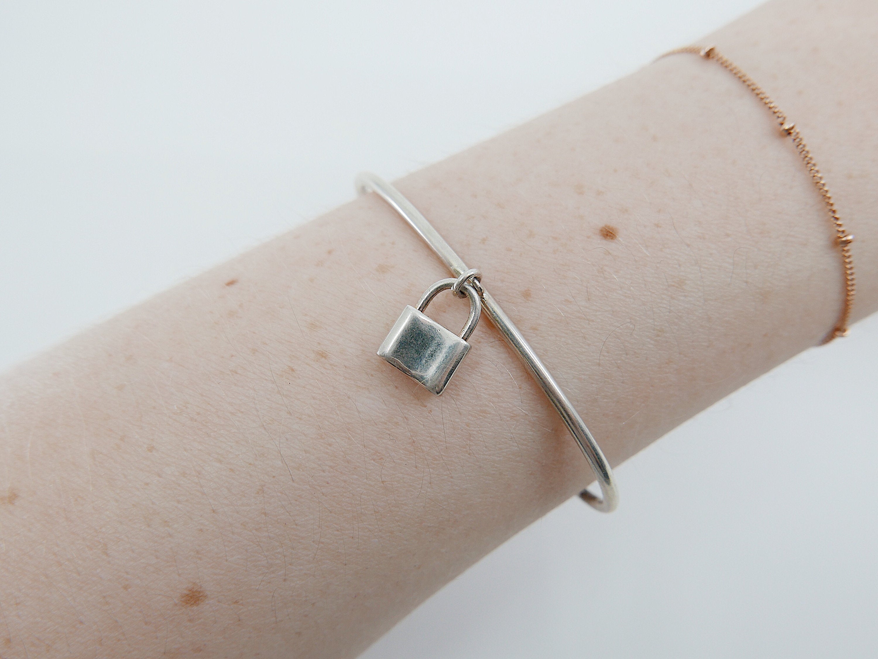 Sterling silver cuff with lock, personalized lock bracelet, lock cuff bracelet