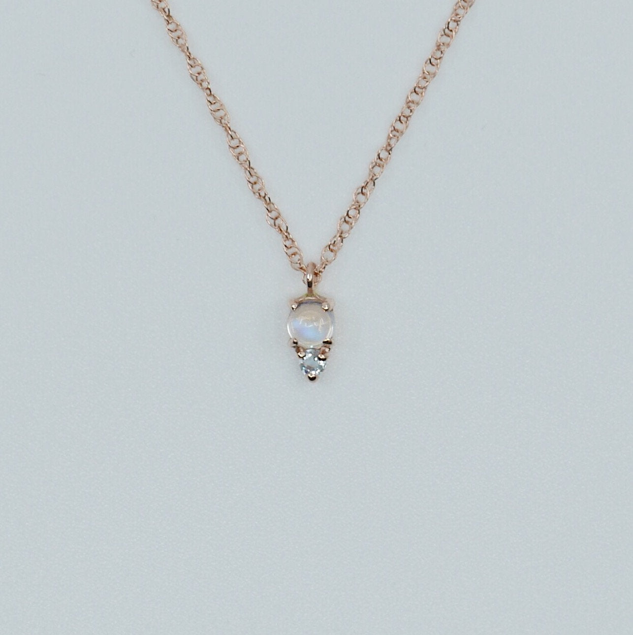 Duo Moonstone Necklace, Moonstone and Aquamarine Necklace, Mini Moonstone Necklace, Moonstone and Amethyst Necklace