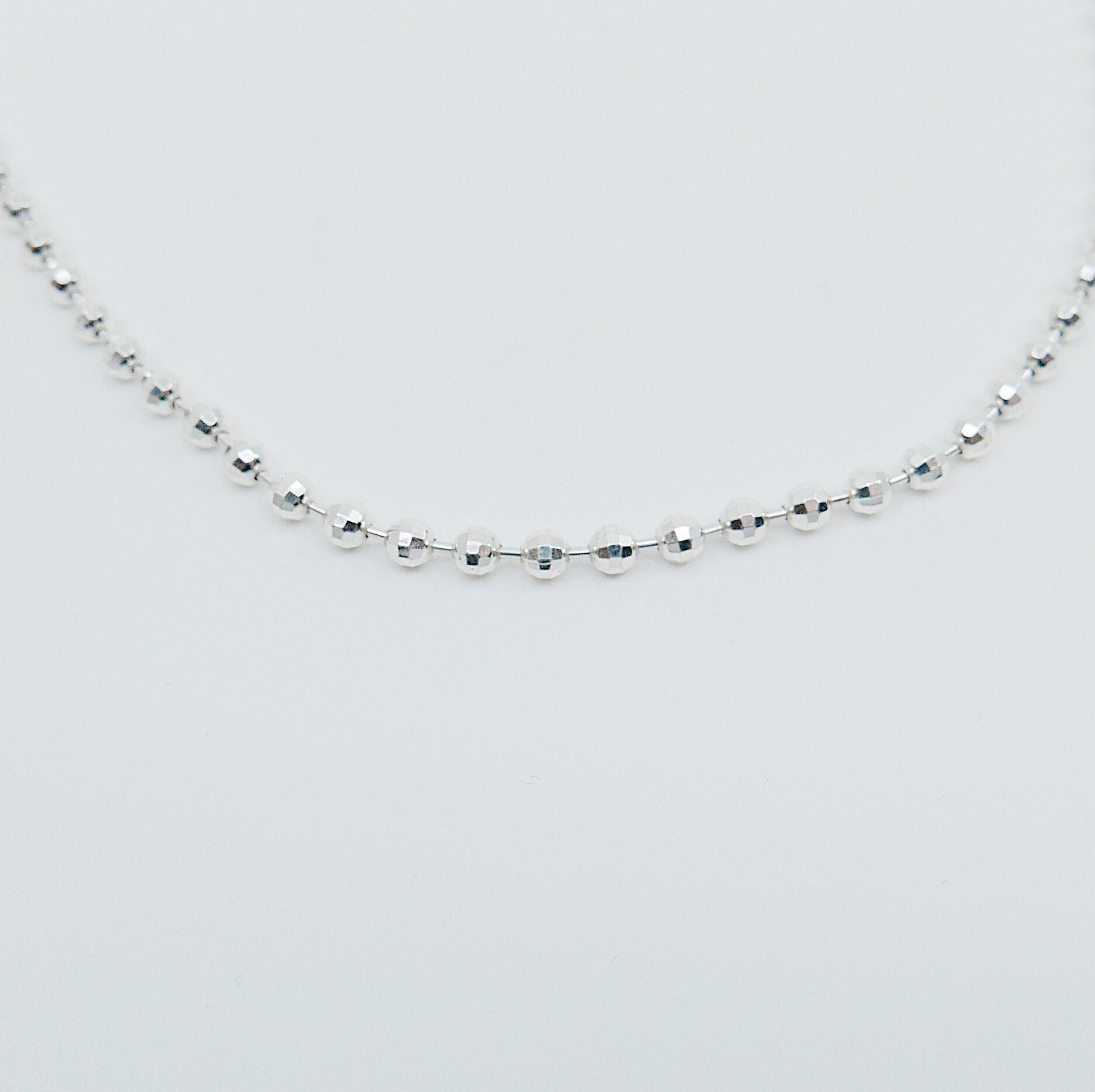 Discotheque choker, faceted ball chain choker, silver choker, diamond cut silver choker, Silver chain choker