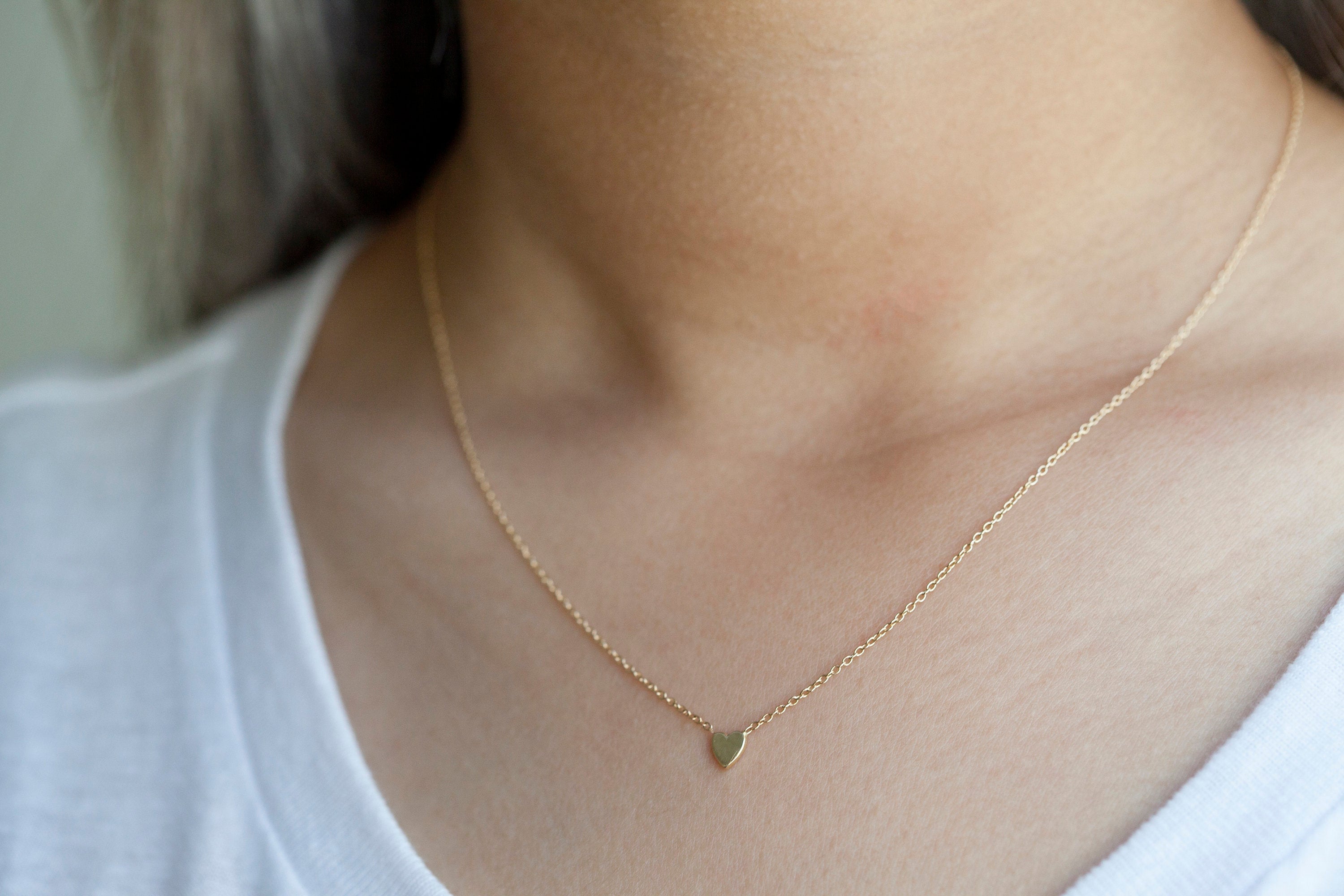 Heart of Gold necklace, mini 14k heart necklace, gold heart necklace, dainty heart necklace