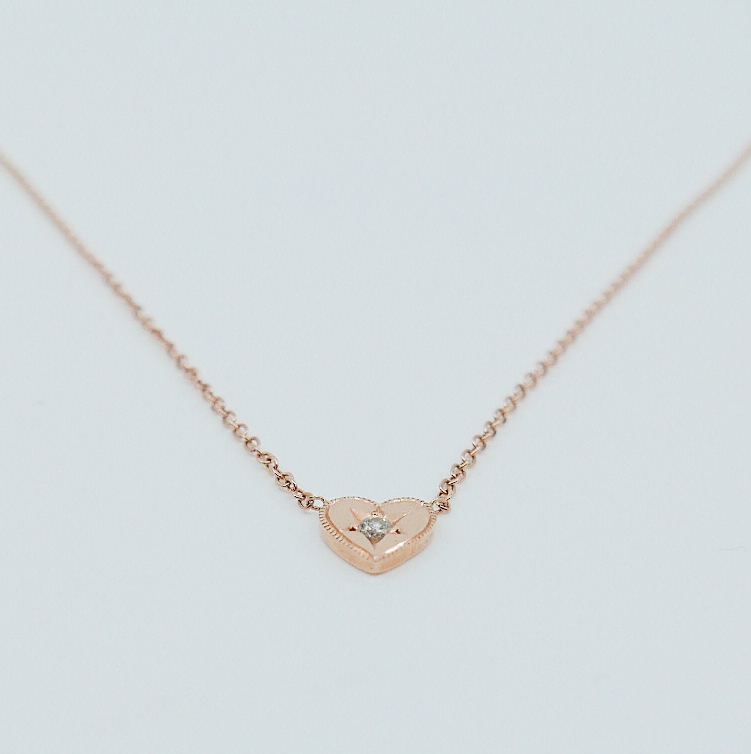 Heart Necklace Medium, 14k gold heart necklace, Diamond Heart Necklace, Black Diamond Heart necklace