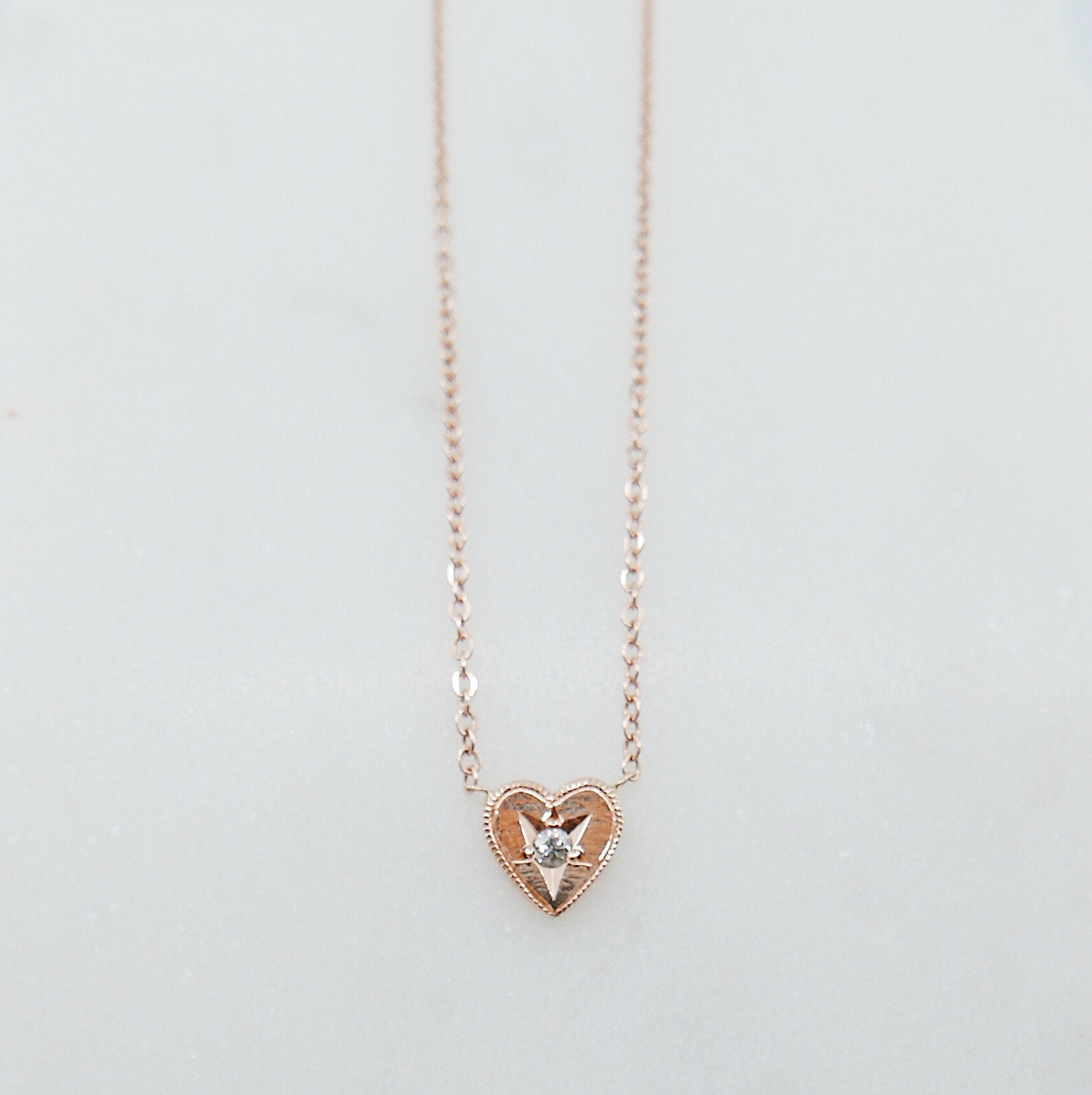 Heart Necklace Medium, 14k gold heart necklace, Diamond Heart Necklace, Black Diamond Heart necklace