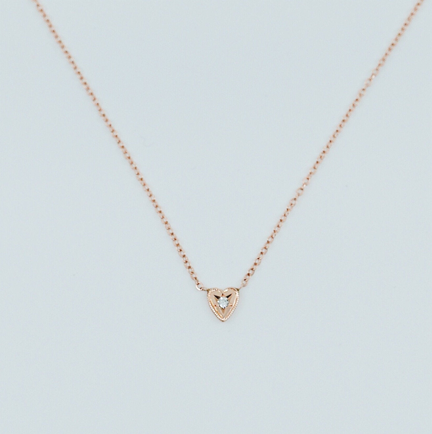 Heart Necklace Small, 14k gold heart necklace, Diamond Heart Necklace, Black Diamond Heart necklace