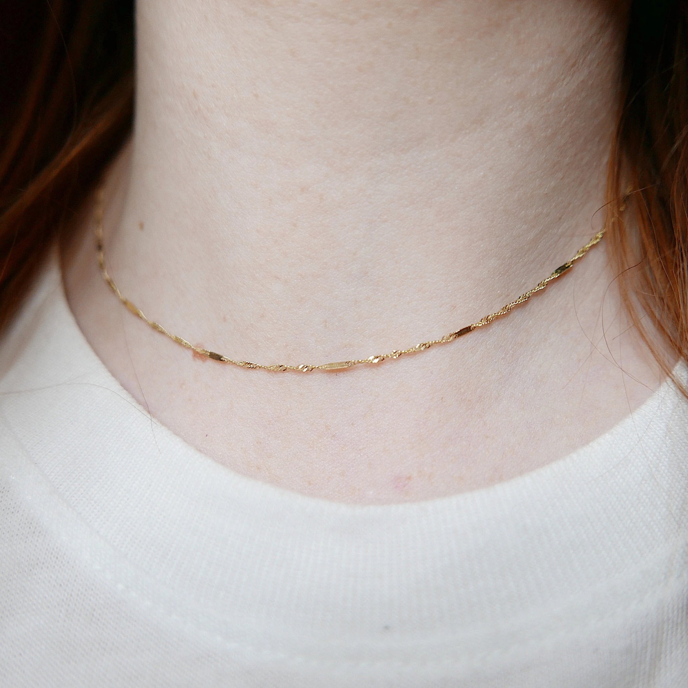 Twist Choker, Thin shiny 14k gold chain choker, 14k gold chain, short gold necklace, gold choker, thin dainty choker, everyday choker