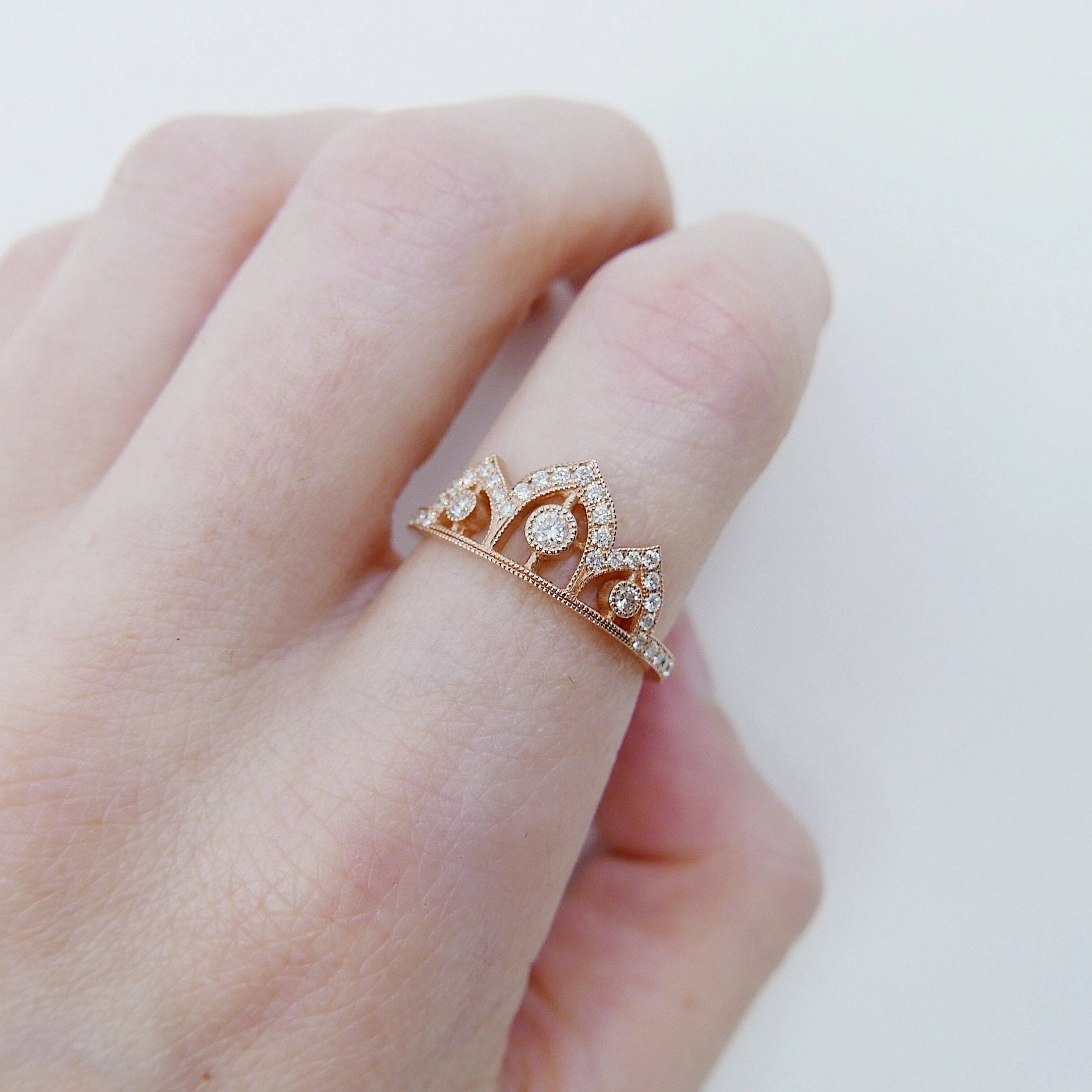 Tiara ring, Queen ring, Royal ring, stacking ring, crown ring, princess ring, wedding band, engagement ring, fancy ring, diamond ring