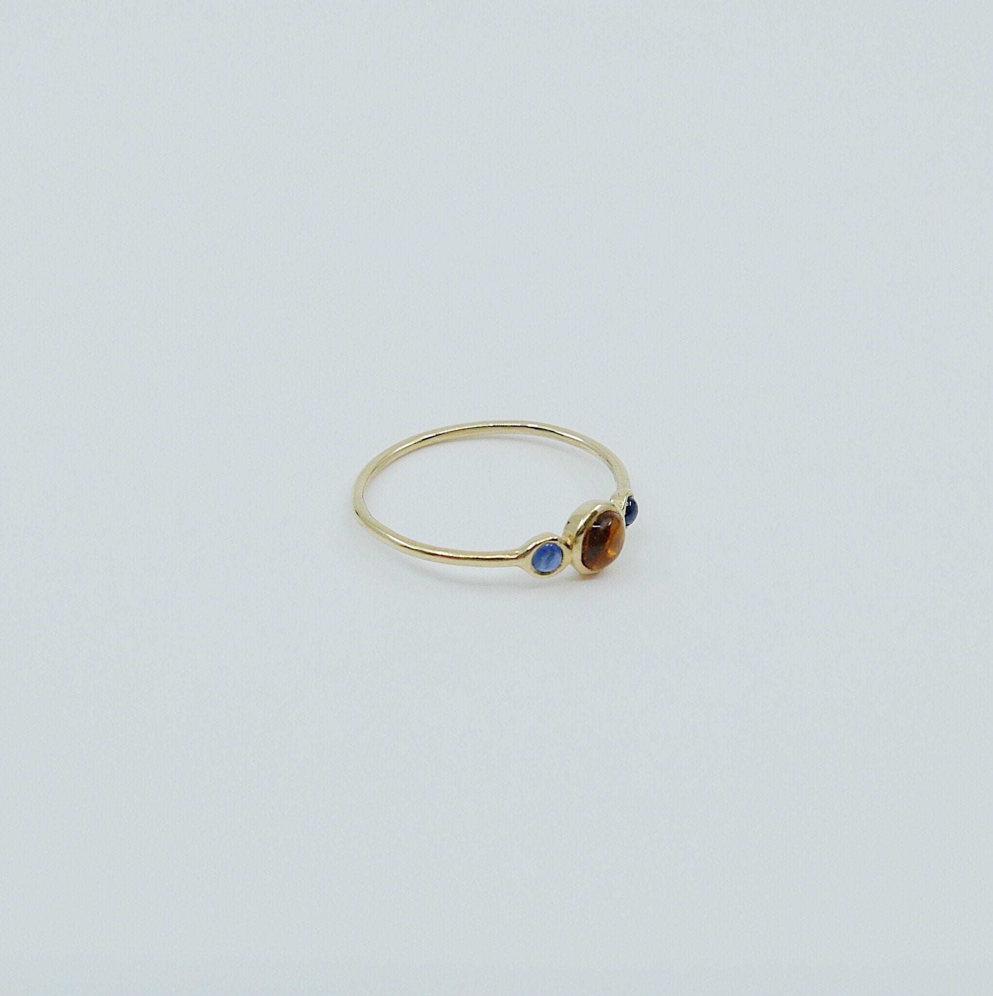 3 Stone Citrine & Sapphire Ring, three stone ring, citrine ring, sapphire ring, 14k gold citrine ring, 14k gold sapphire ring