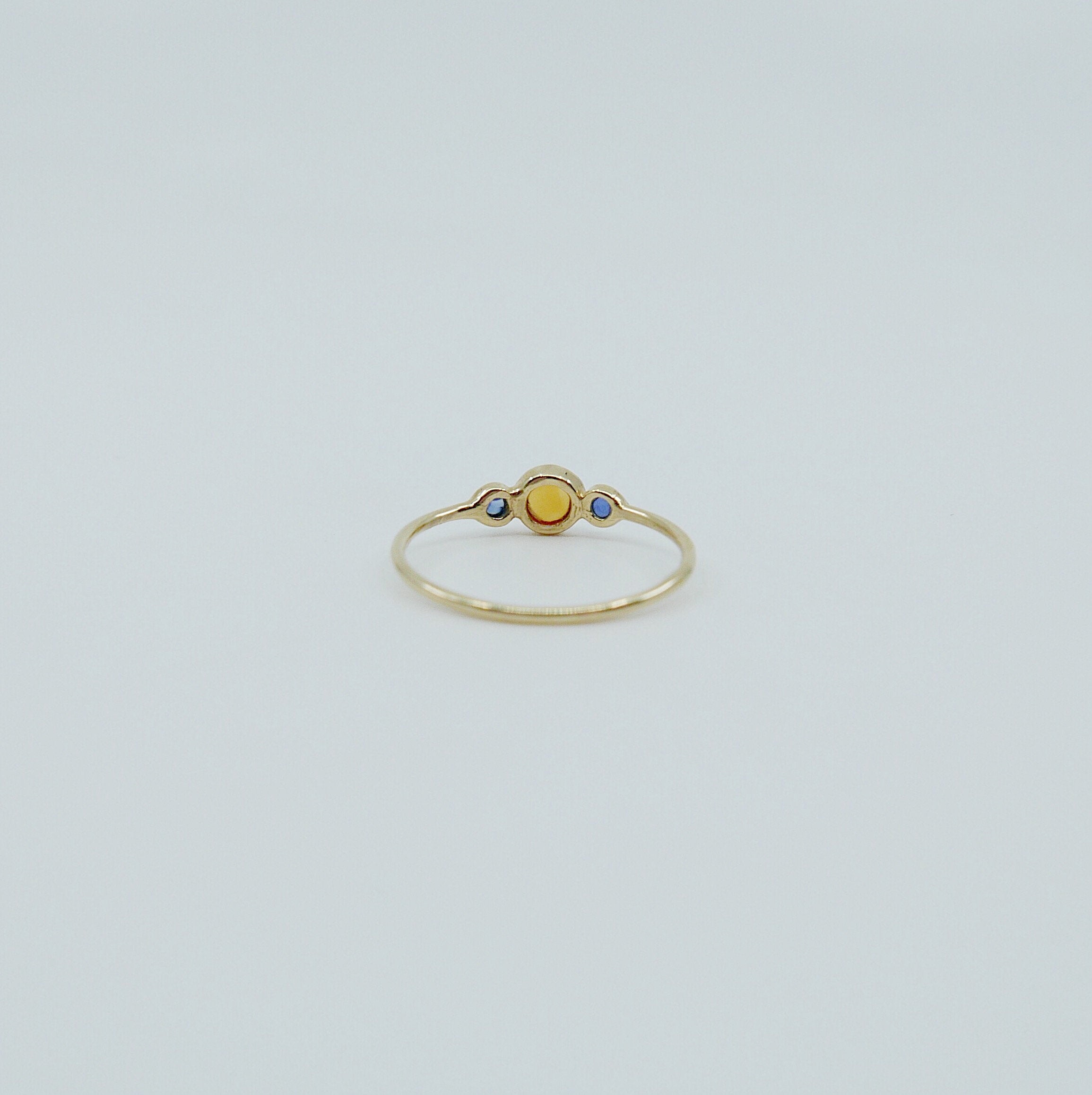 3 Stone Citrine & Sapphire Ring, three stone ring, citrine ring, sapphire ring, 14k gold citrine ring, 14k gold sapphire ring