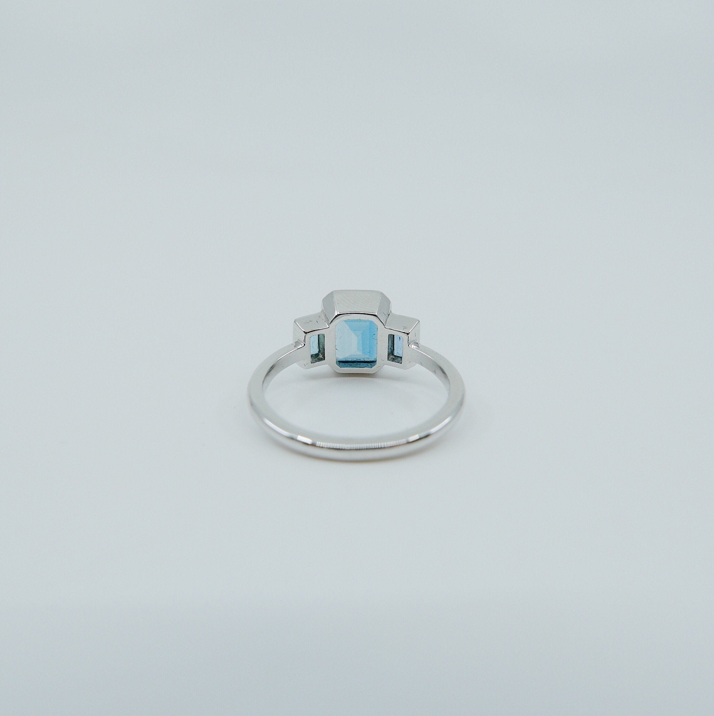 Charlotte Three Stone Ring, emerald cut ring, london blue topaz ring, blue stone wedding ring, classic engagement ring, aquamarine ring