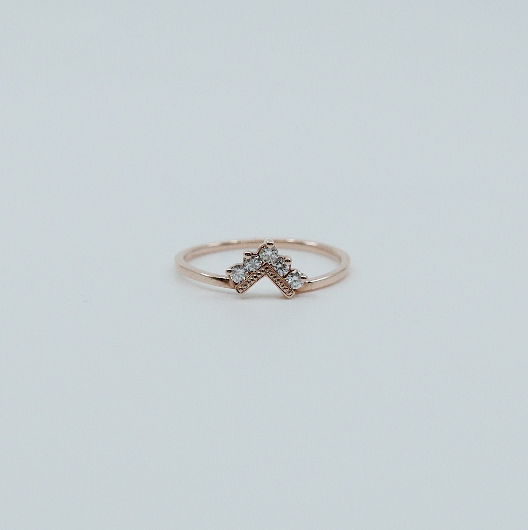 Chevron Diamond Ring, White Diamond Ring, Chevron Ring, 14k Gold chevron ring, diamond ring, diamond chevron ring