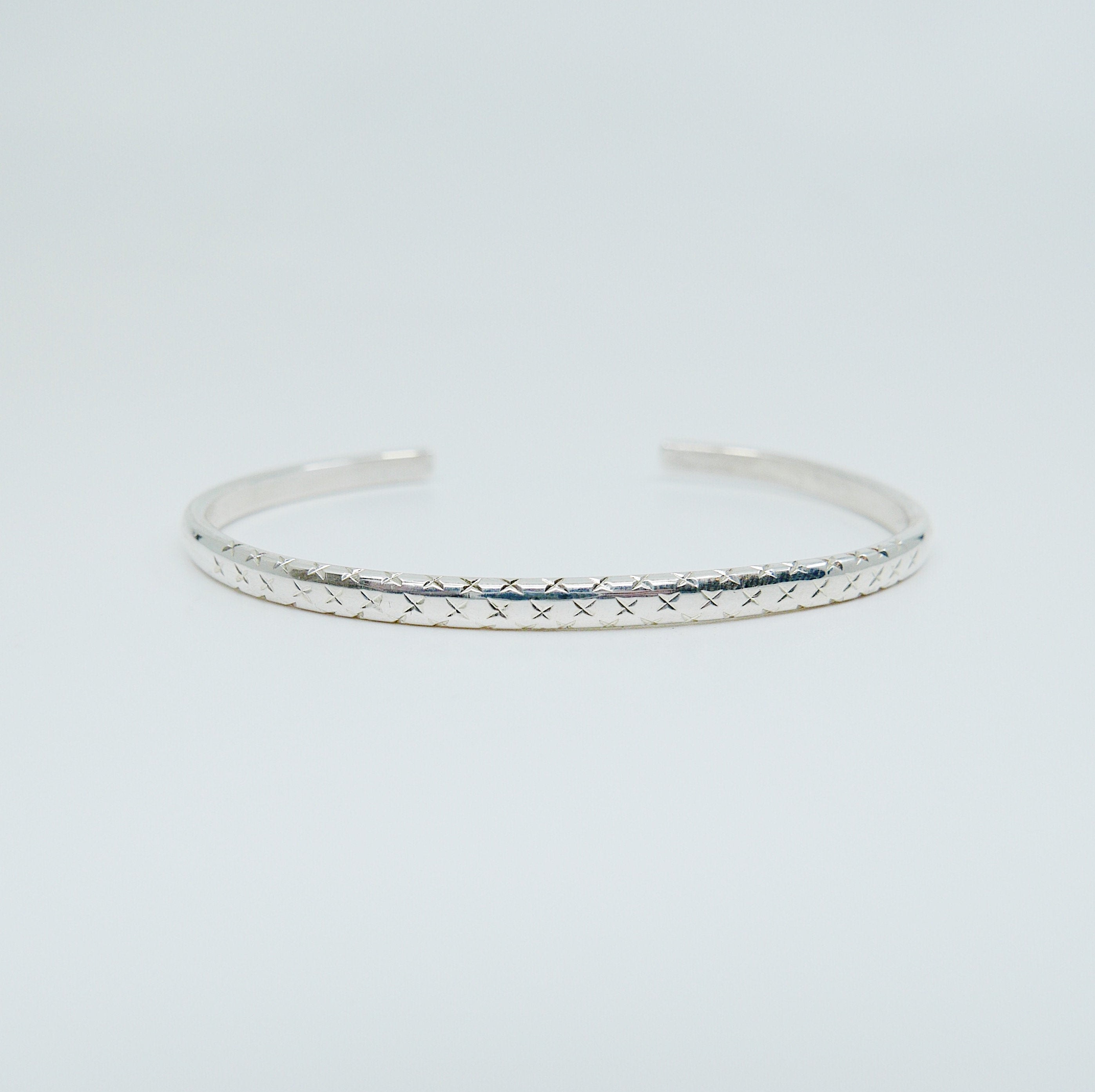 Cross stitch Cuff, lattice pattern Bracelet, Sterling Silver Cuff, textured bangle, silver cuff bracelet