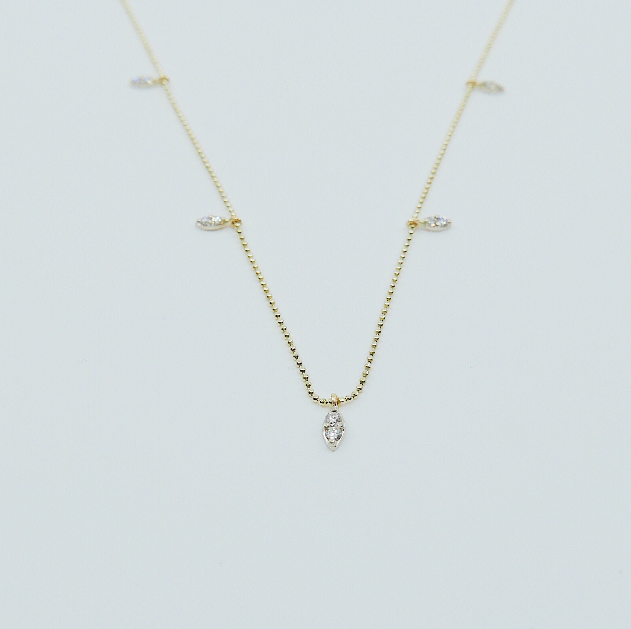 Deja Vu Diamond Necklace, Diamond Necklace, Double Diamond Necklace, 14k Gold Diamond Necklace, Dainty Diamond Necklace, Dainty 14k Gold