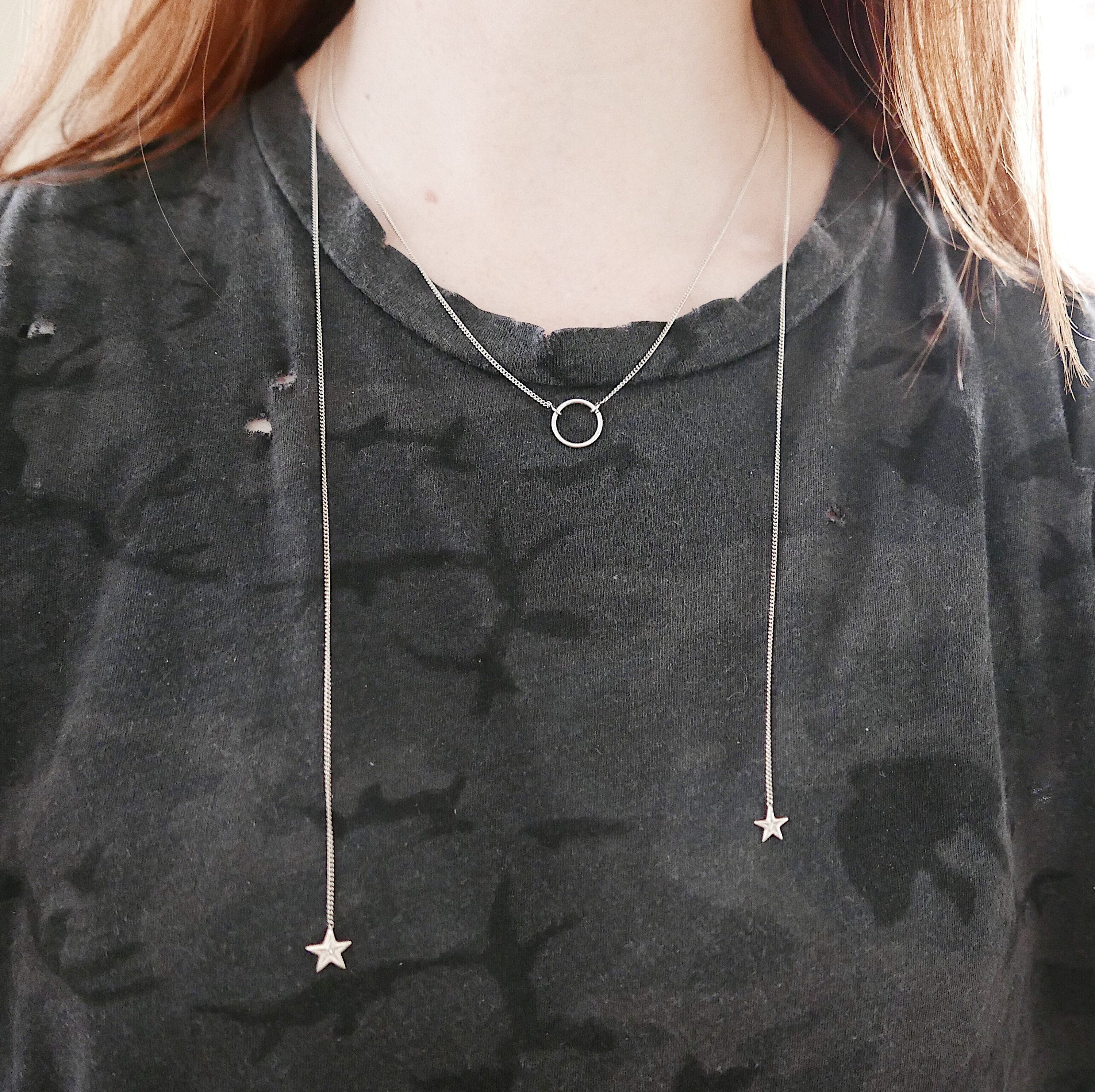 Three Way Star necklace, Star Lariat necklace, Star bolo necklace, Star wrap necklace