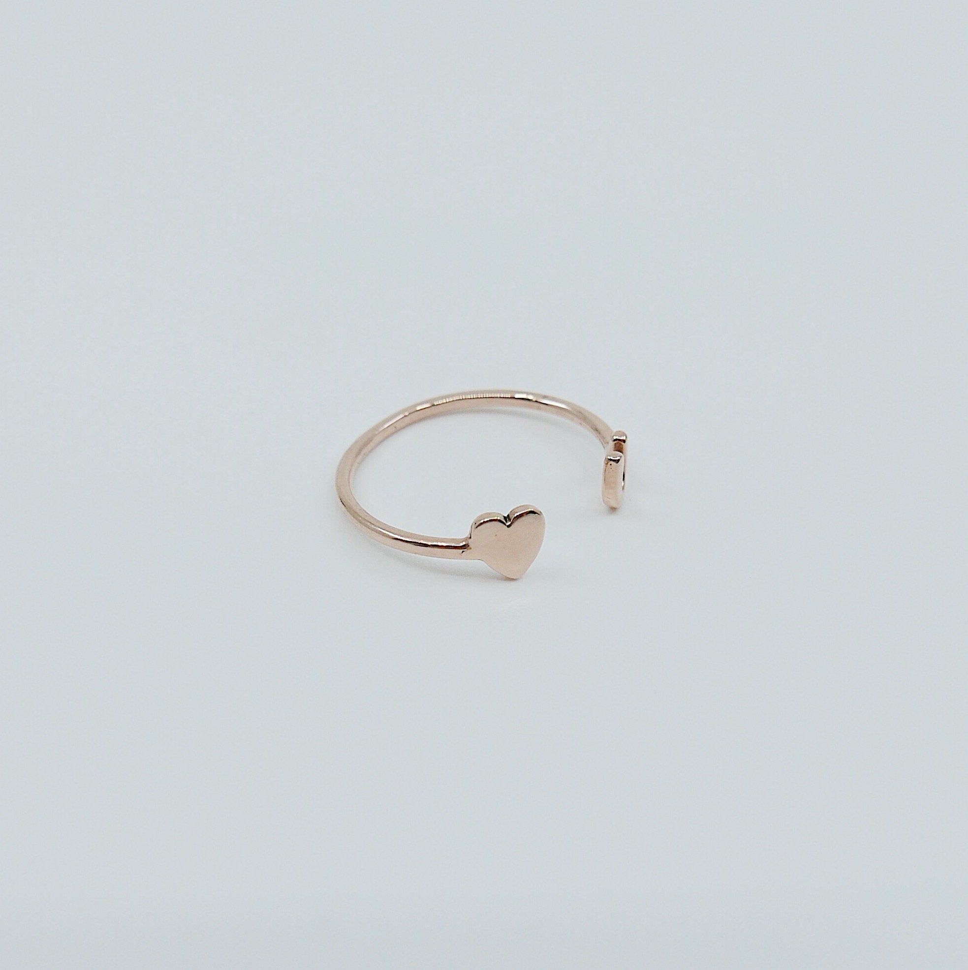 Love U open cuff ring, 14k gold heart ring, open heart ring, 14k love cuff ring, mini heart ring, stacking open ring, heart cuff ring