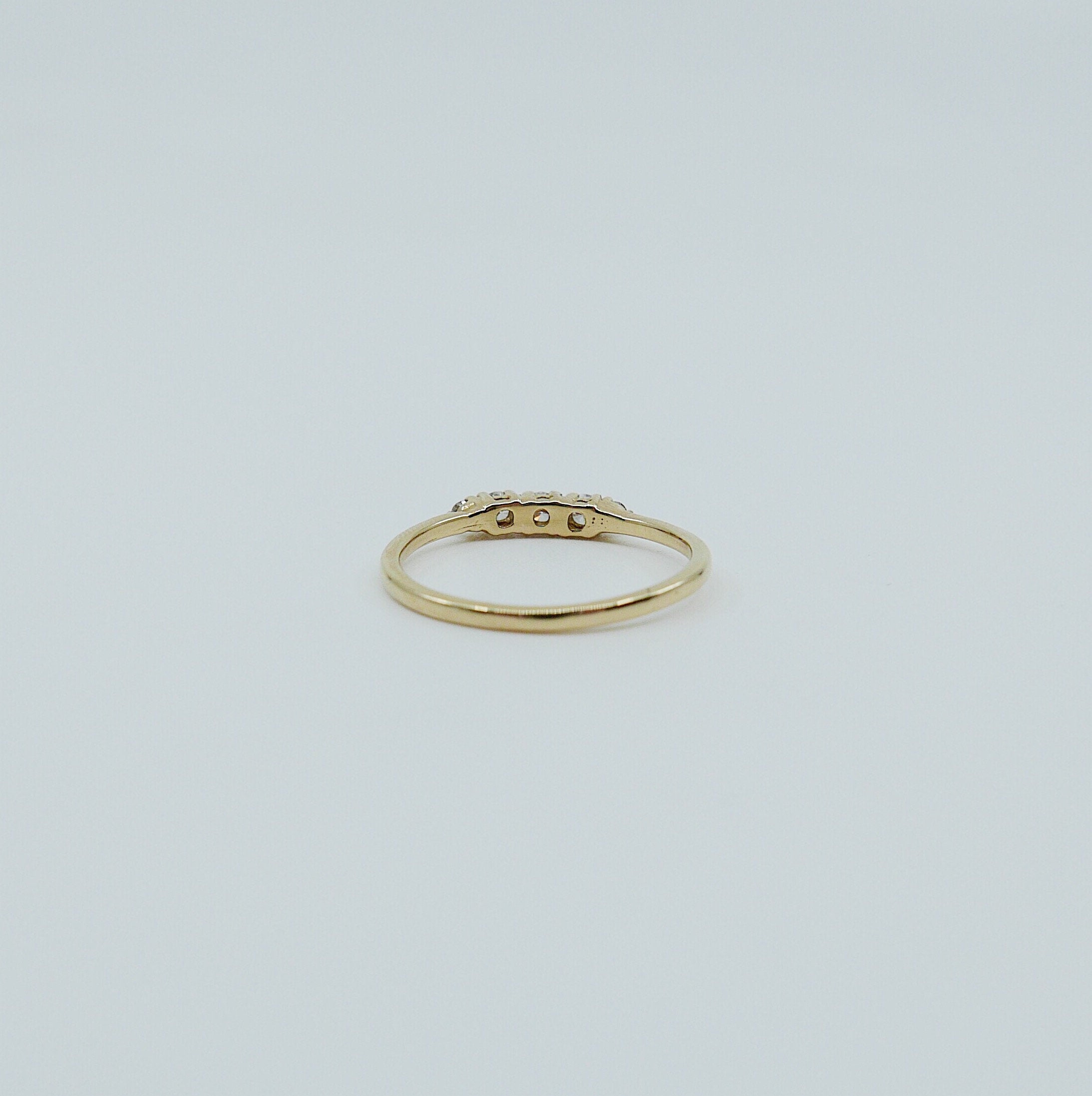 Riley diamond ring, 5 stone gold ring,  diamond band, 14k gold ring, stacking band, diamond wedding band