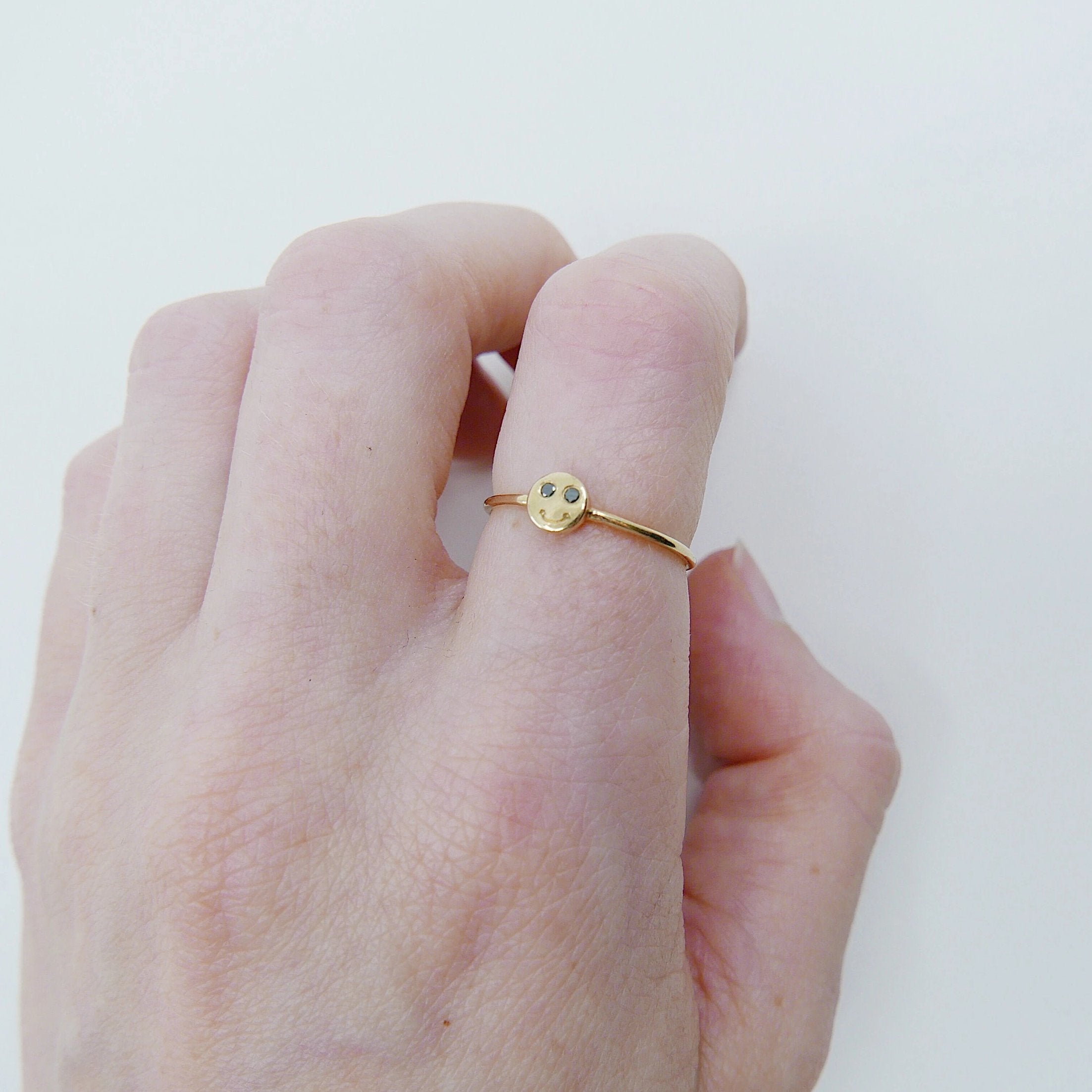 Happy face ring, Smiley ring, 14k gold emoji ring, face ring, smile ring, cute ring, smiley face ring, emoji ring