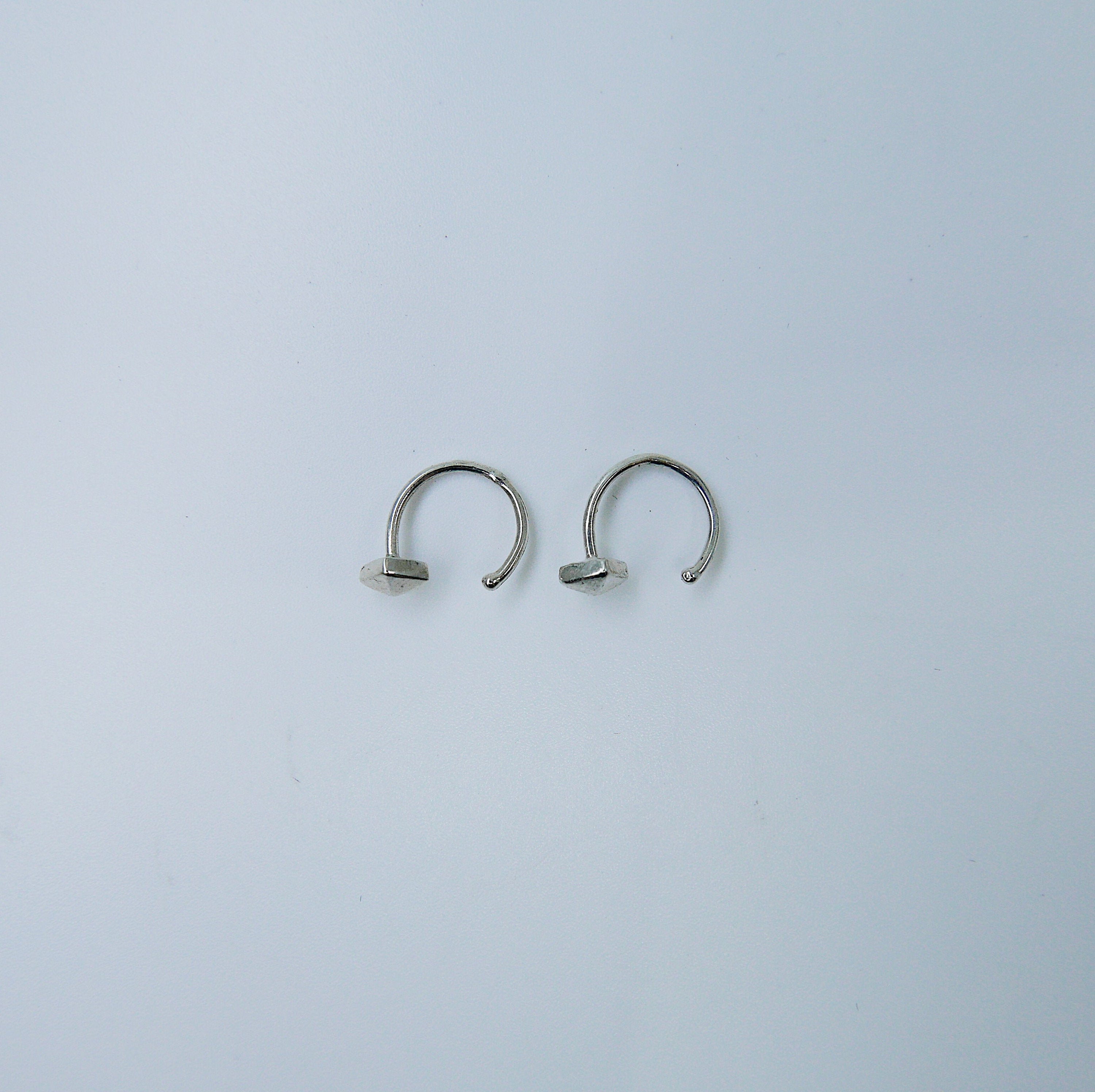 Stud Hook Earrings, stud earrings, stud hook, stud open hoop, stud hook earring, sterling silver stud earring, sterling silver cuff hook