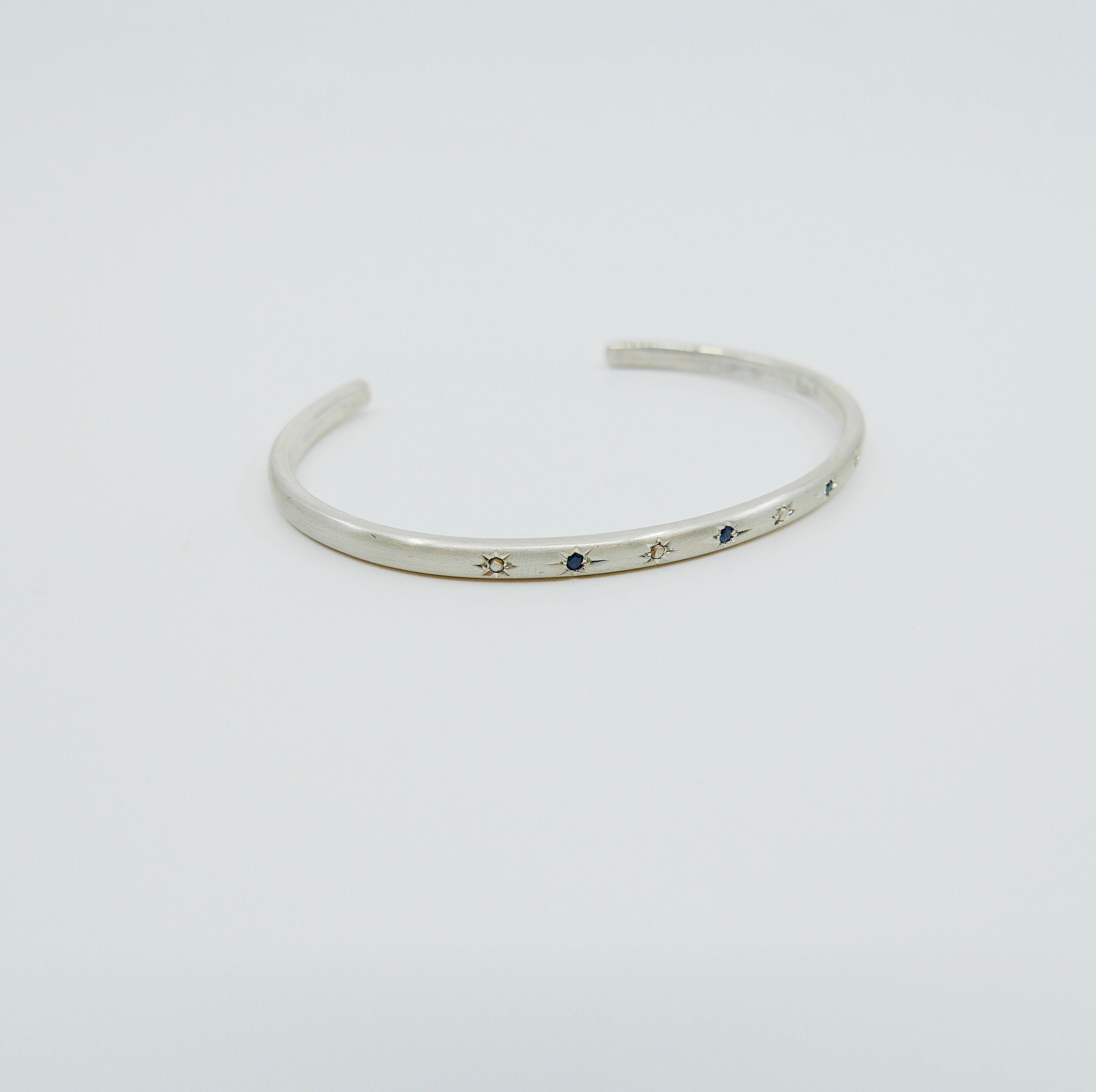 Polaris Cuff Bracelet, Polaris Sapphire Cuff Bracelet, Sterling Silver Polaris Bracelet, Sapphire Cuff Bracelet, Star Cuff Bracelet